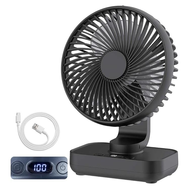 Ventilador de Escritorio HIKALION D606Y-B Oscilante Recargable