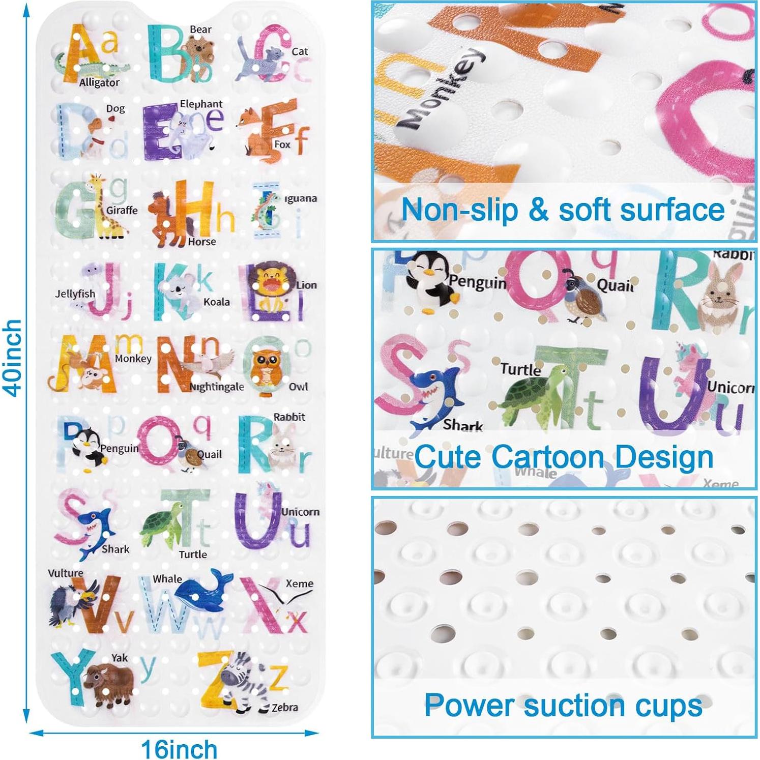 Tapete de Baño Antideslizante Topotdor 100x40cm Animales ABC