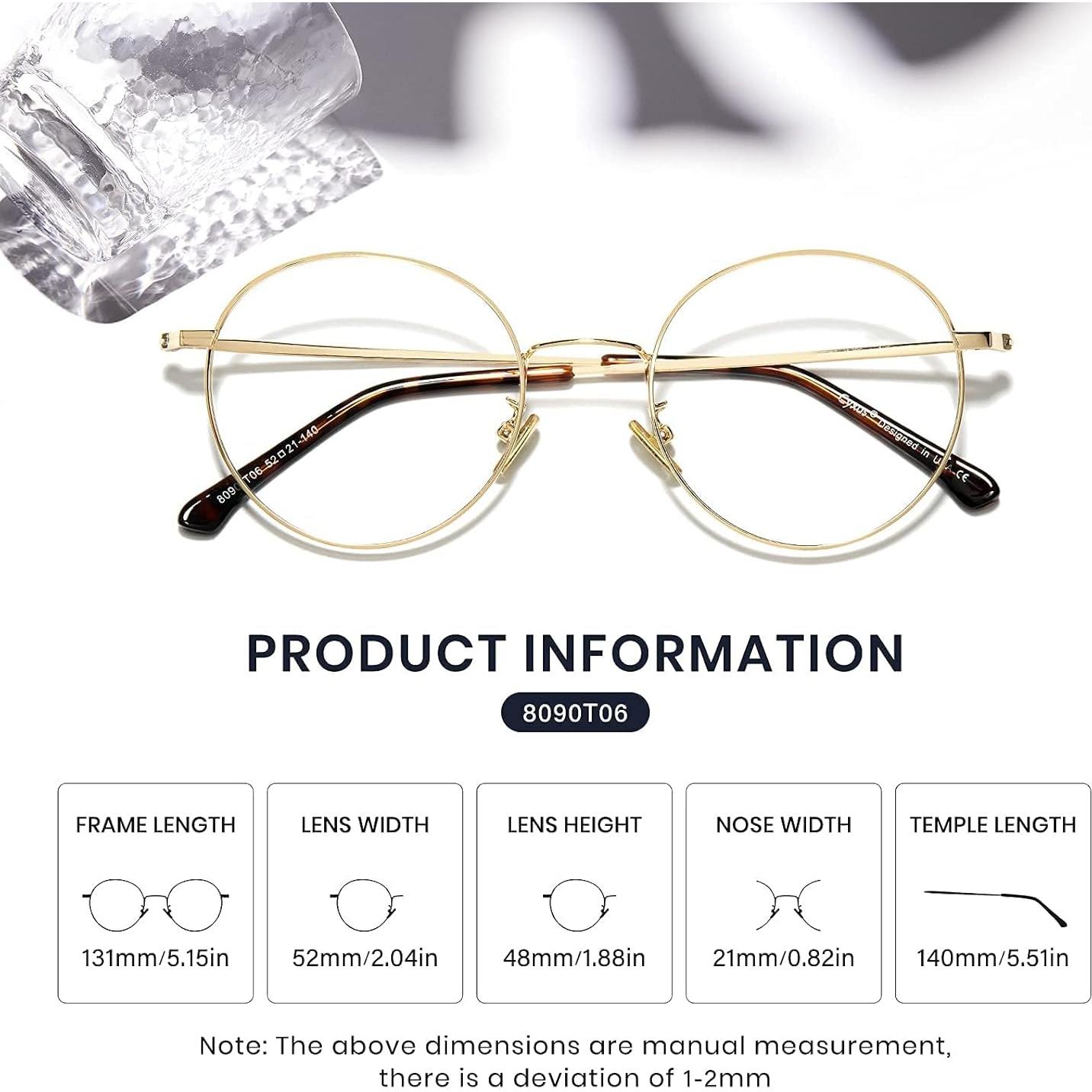 Gafas Redondas Cyxus Bloqueo Luz Azul Lente Clara Oro