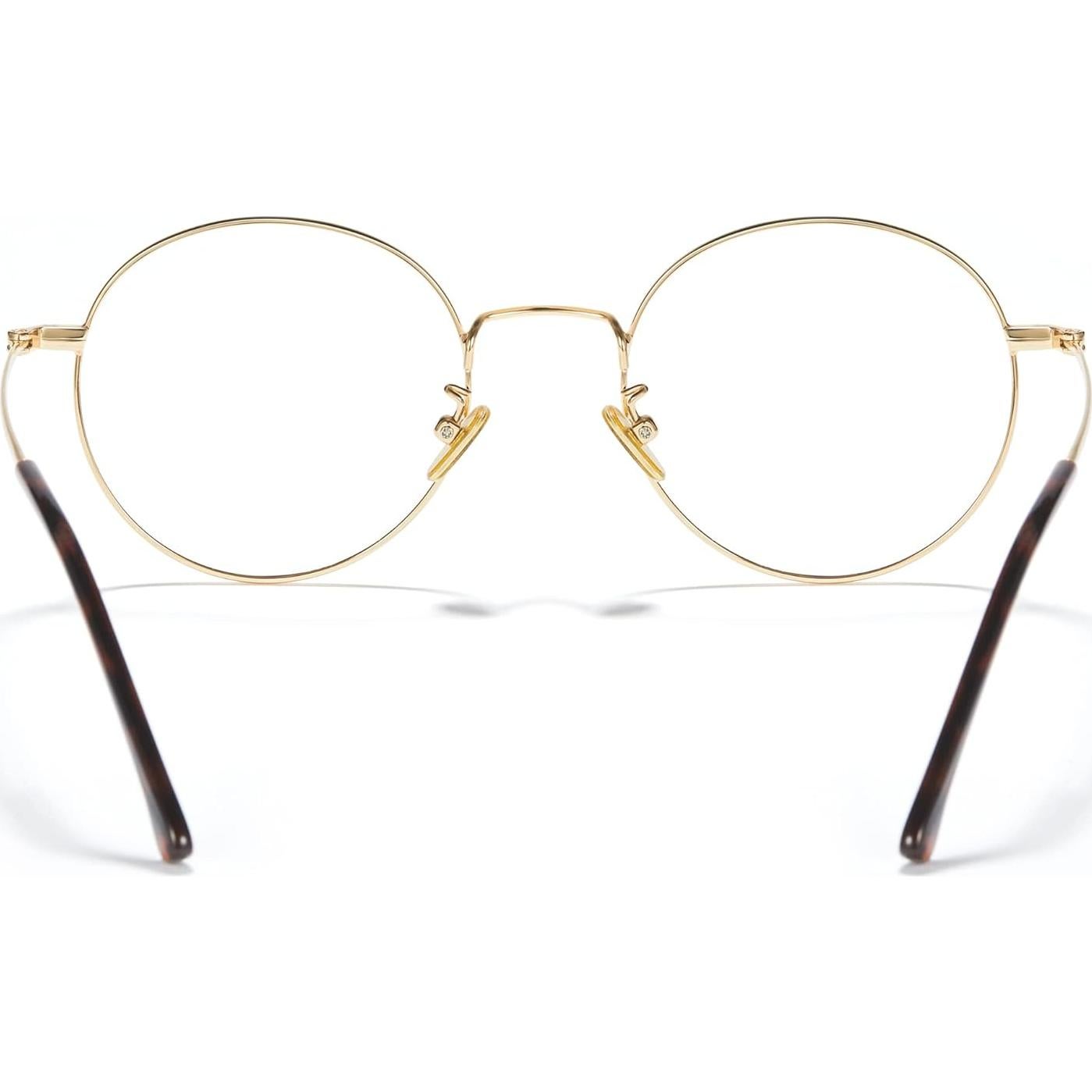 Gafas Redondas Cyxus Bloqueo Luz Azul Lente Clara Oro