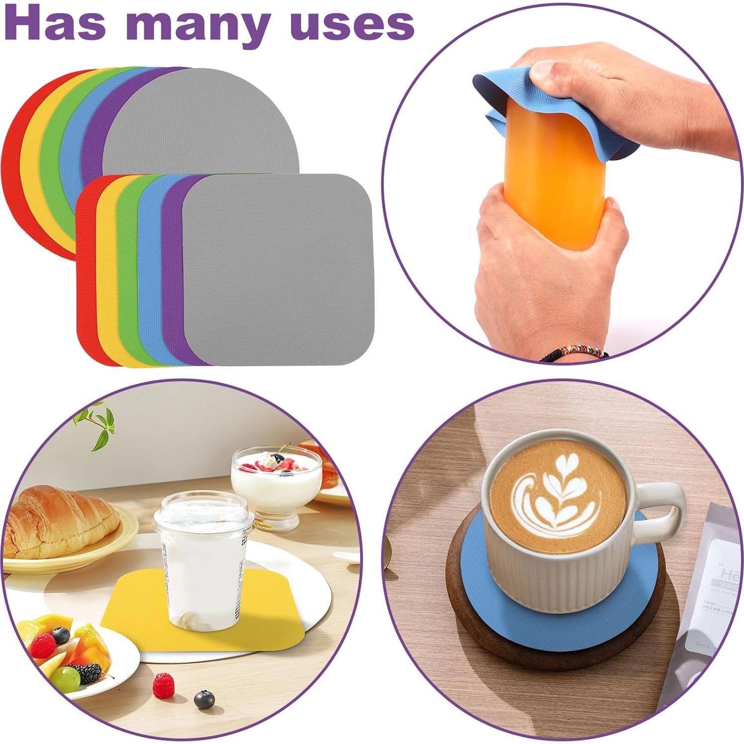 Jar Opener Gripper Pads, Round Heat-insulated Non-Slip Gripper Pads for Jars, Kitchen Tool for Easy Opening Weak Arthritic Hands & Seniors (12)