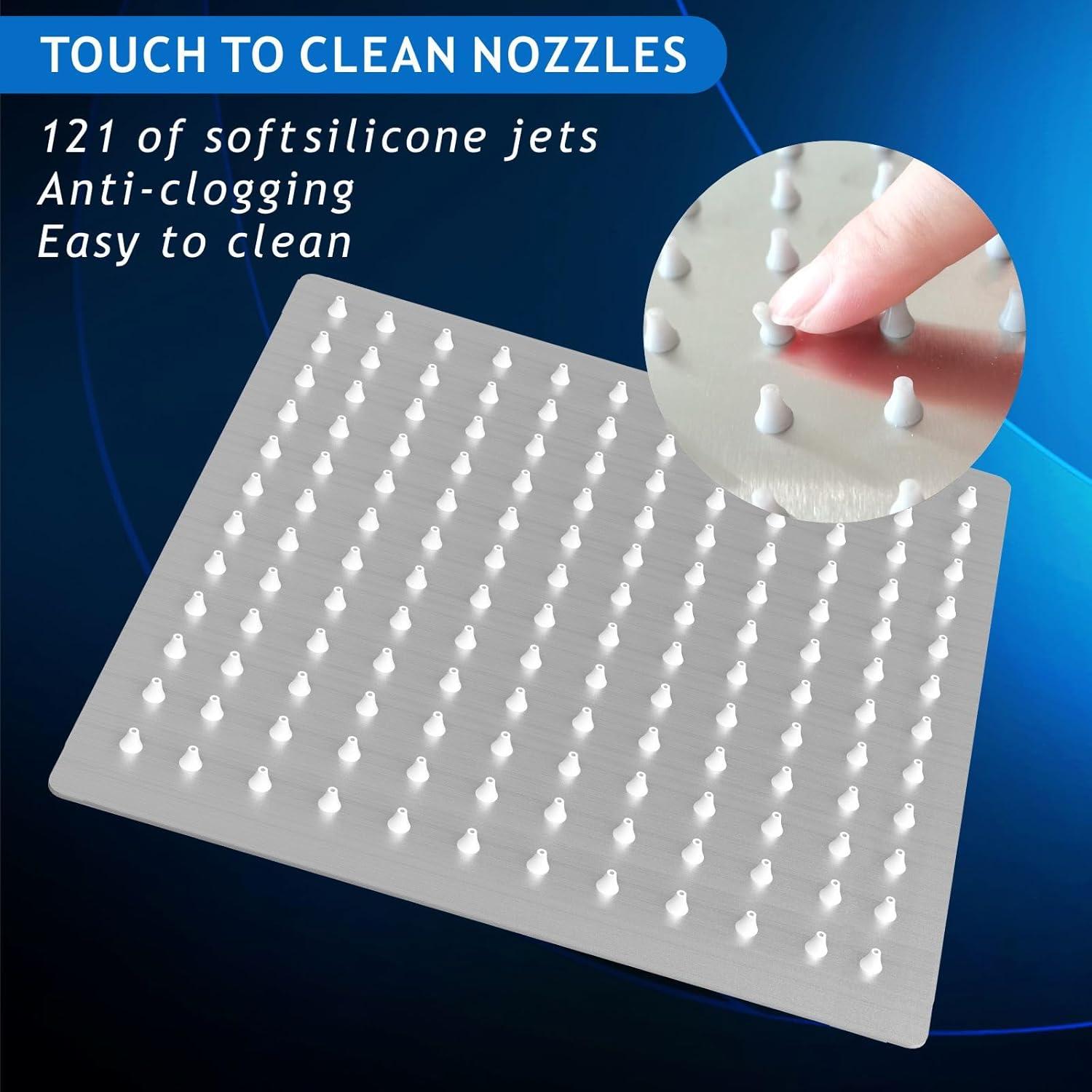 Cabezal de Ducha Voolan Cuadrado 25.4 cm con Brazo 40.6 cm Níquel