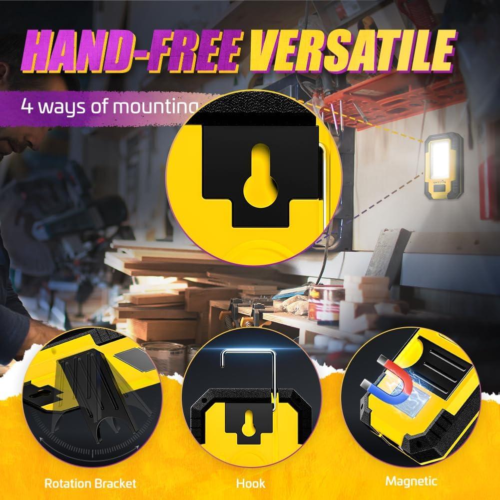 Luz de Trabajo LED WARSUN 30W Recargable 1200 Lúmenes Amarillo