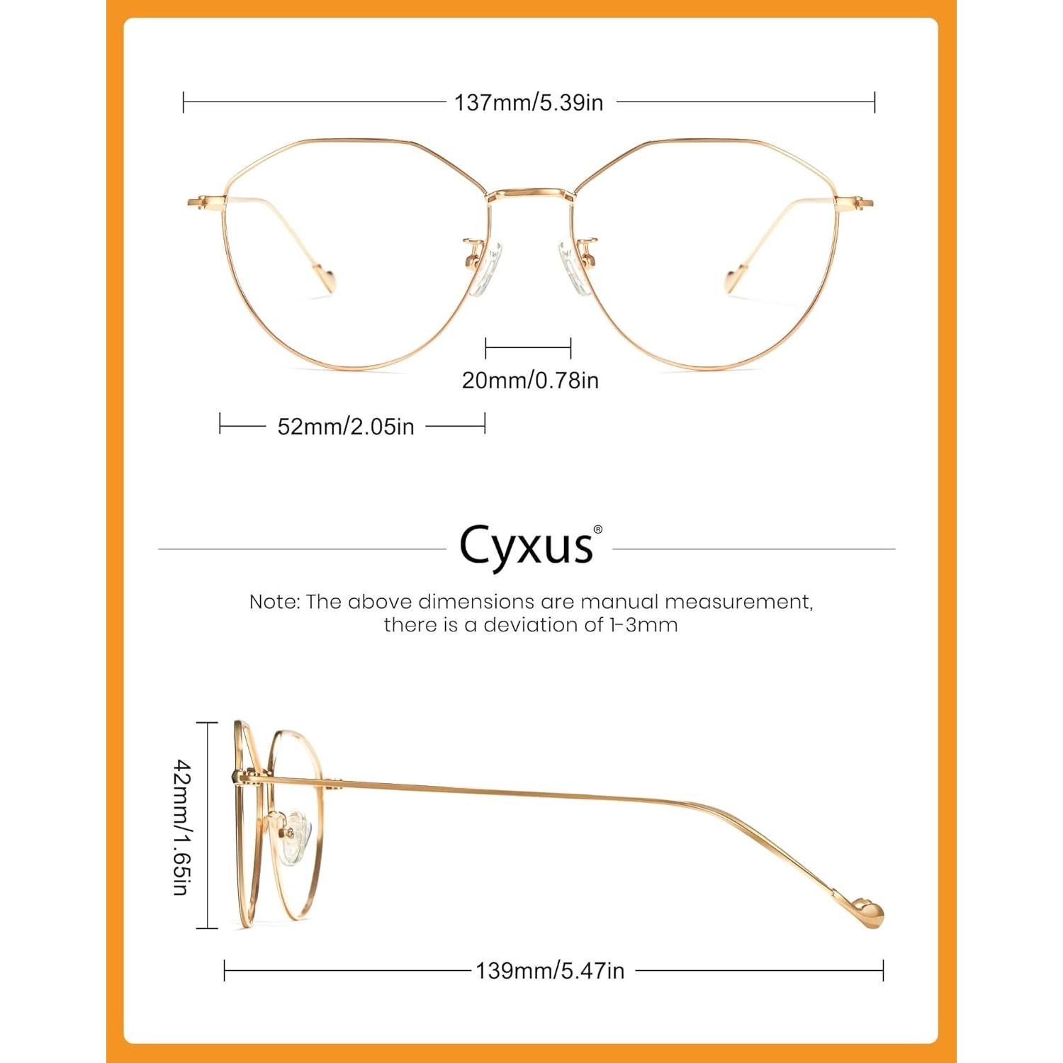 Gafas de Luz Azul Cyxus Metalicas para Hombres y Mujeres