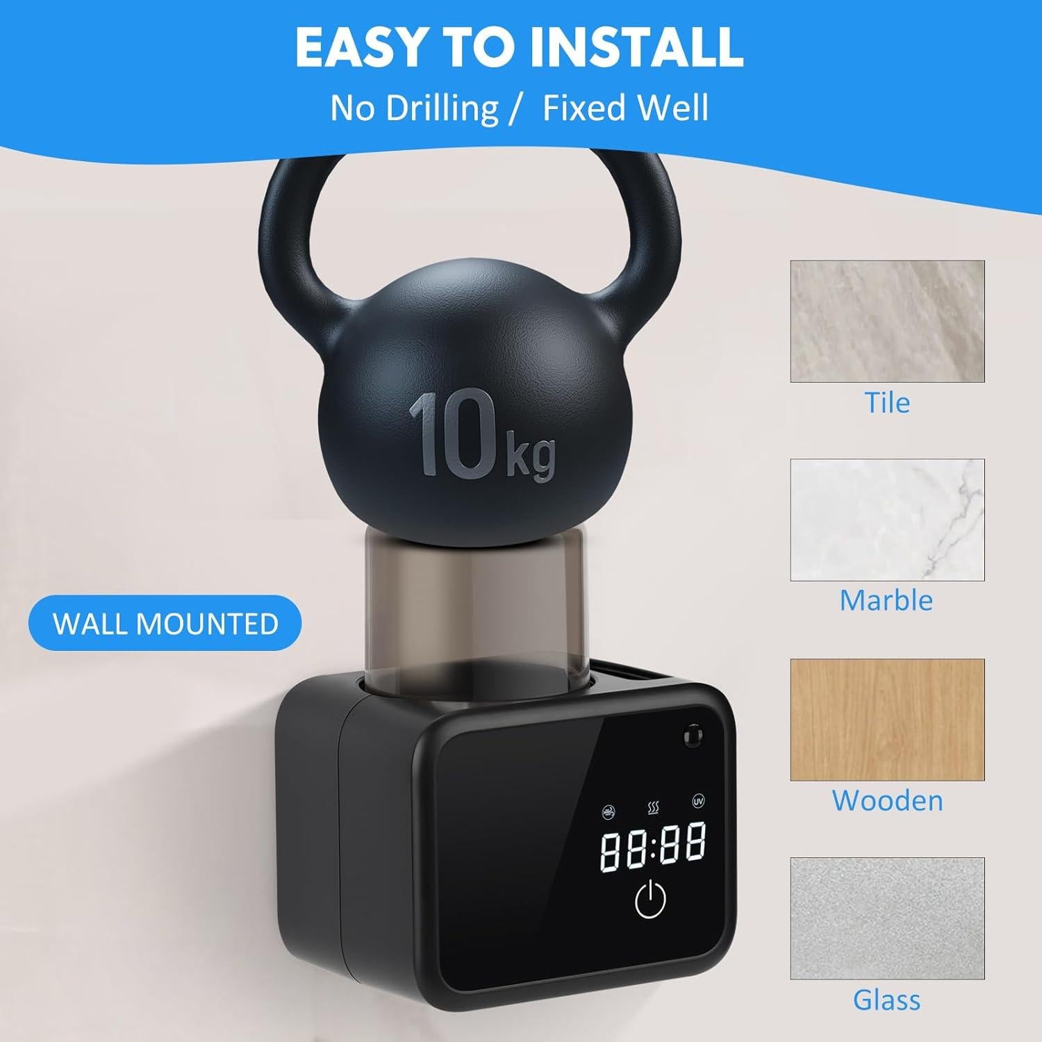 Soporte de cepillos de dientes Glowivize montado en pared - Negro