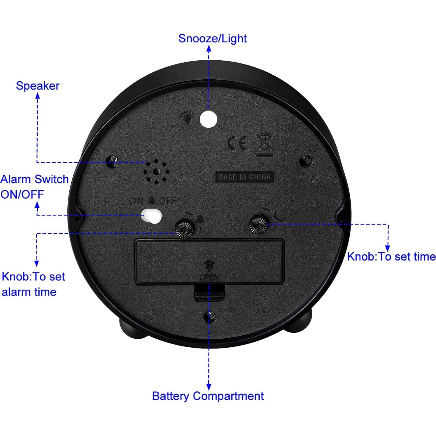 Reloj de Alarma Analógico Tinload Retro Silencioso Negro
