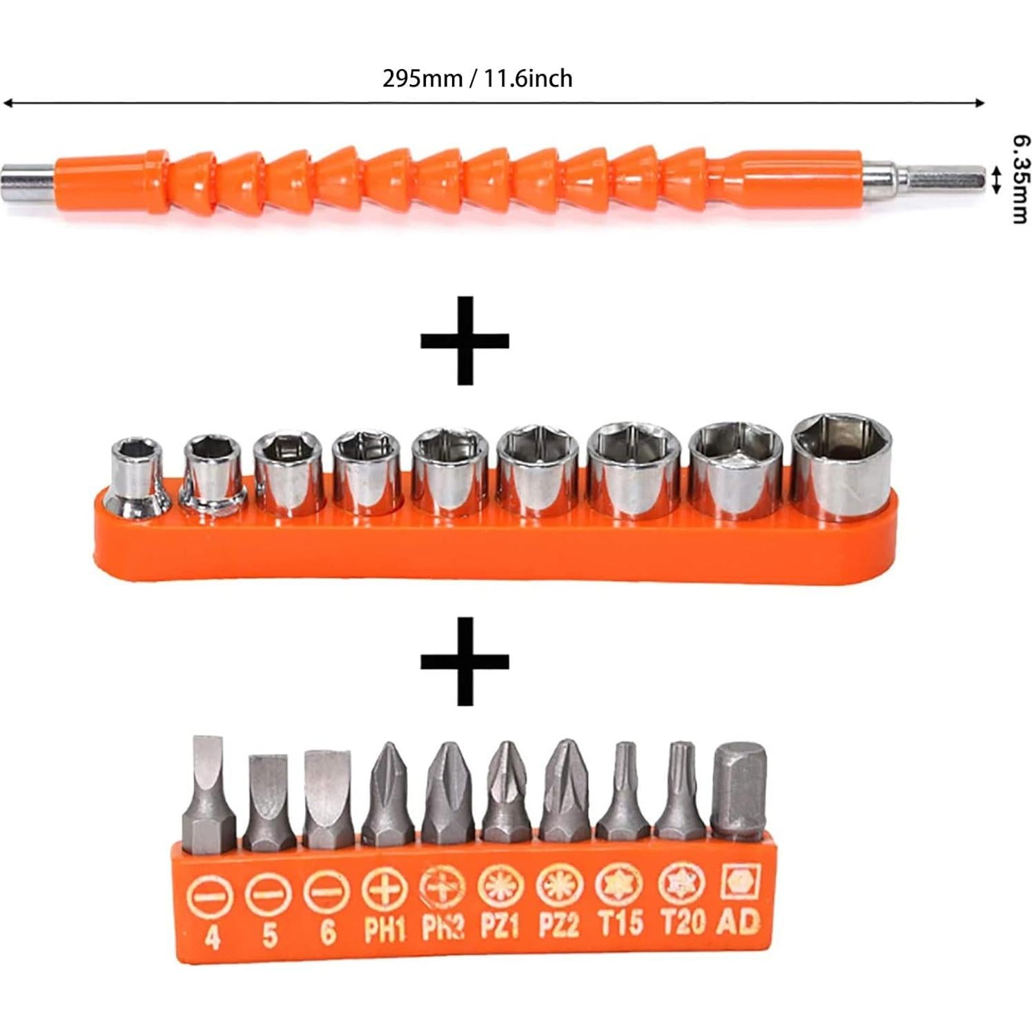 Extensión de Broca Flexible YIOYULEN 29.5 cm 21 Piezas Naranja