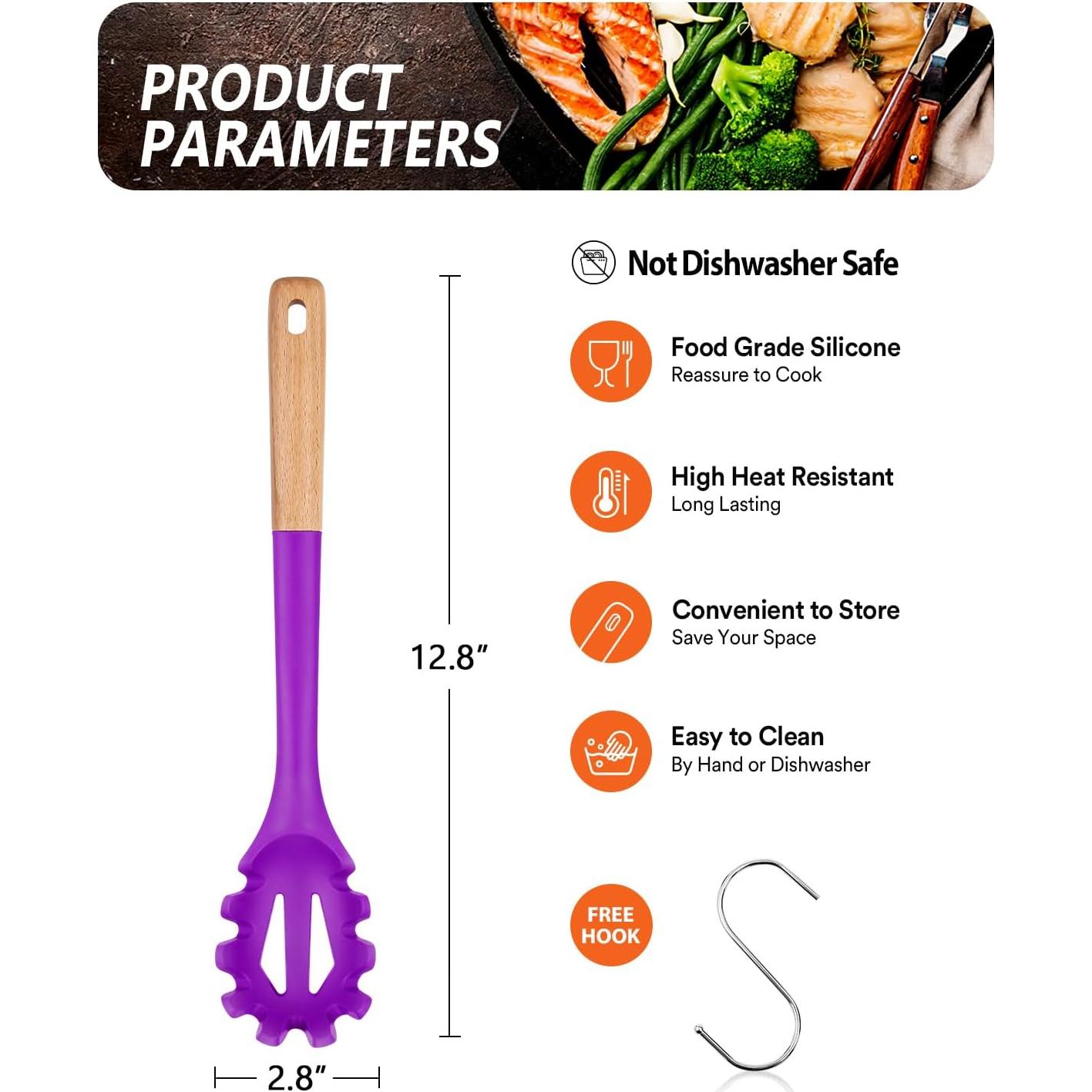 Tenedor de Pasta Badiano de Silicona Antiadherente 32.5 cm