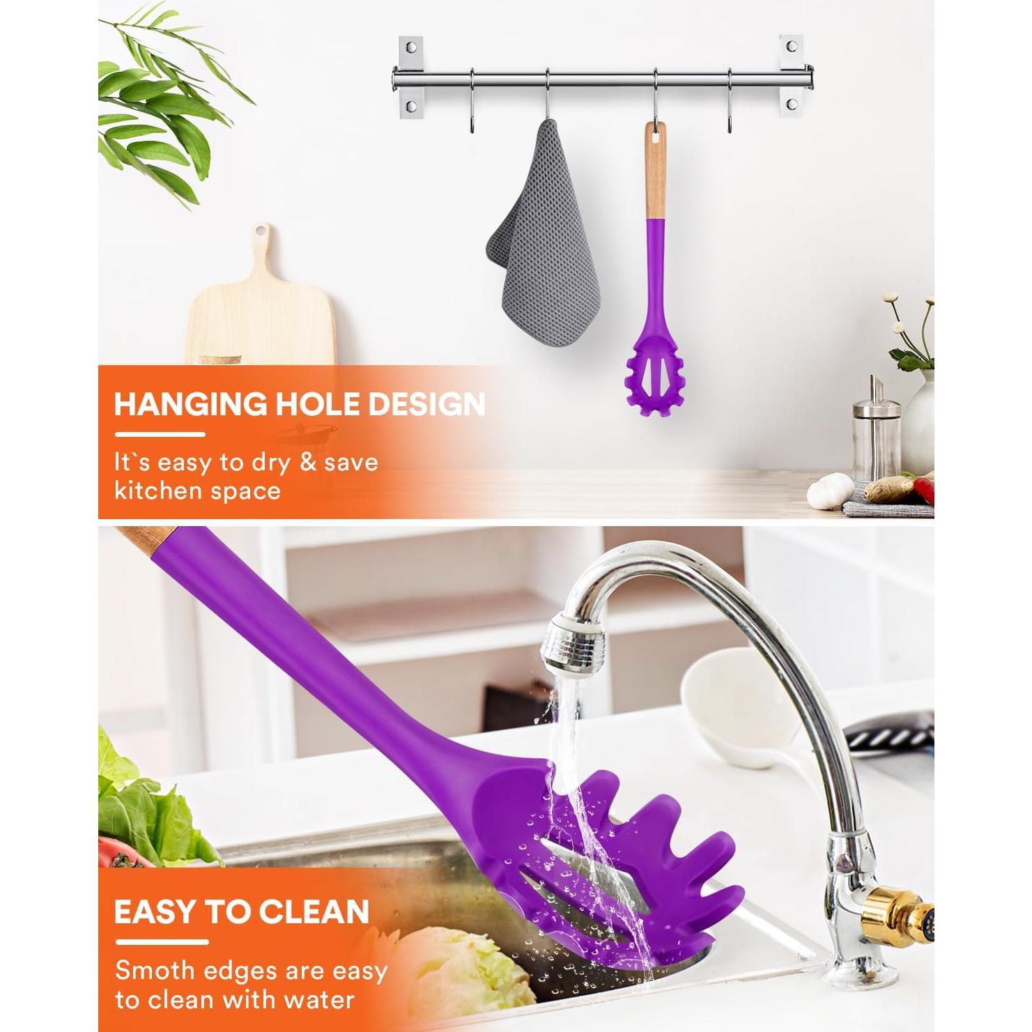 Tenedor de Pasta Badiano de Silicona Antiadherente 32.5 cm