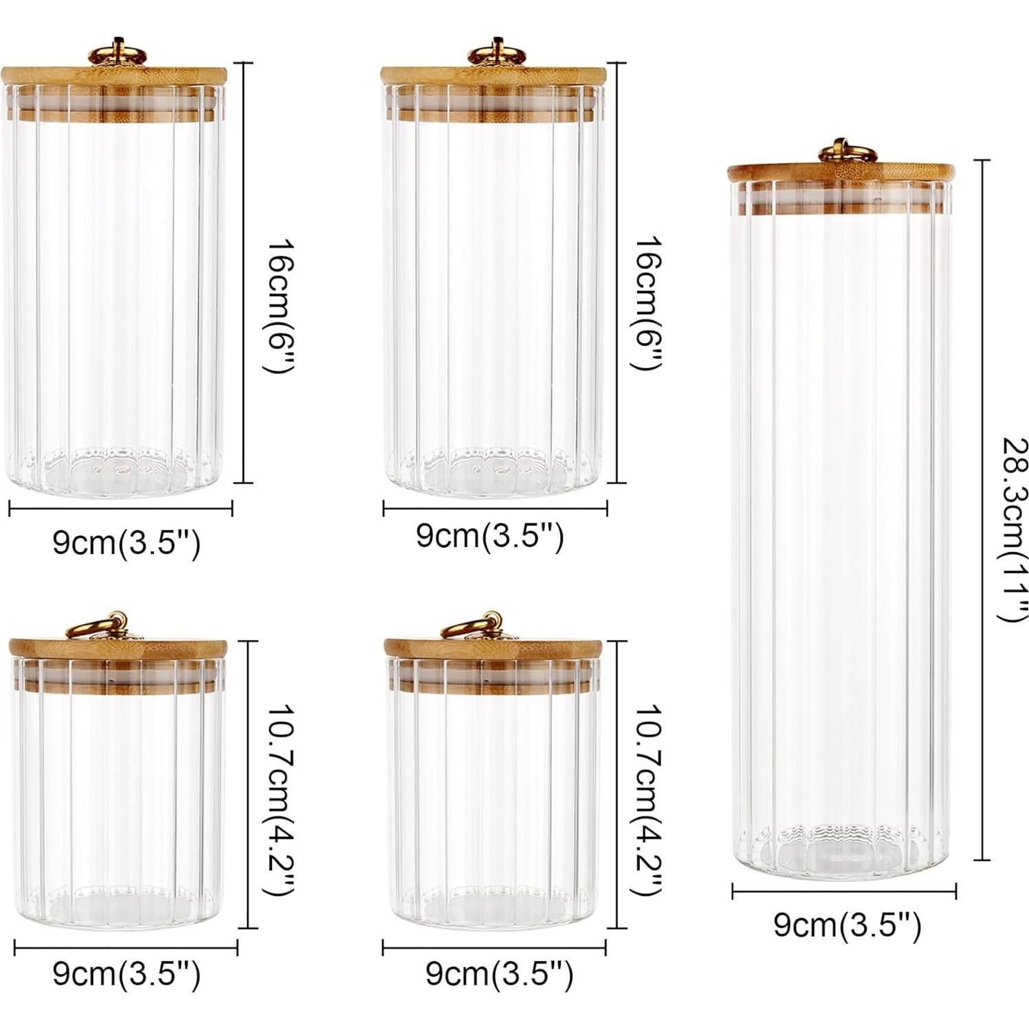 Juego de 5 Tarros de Almacenamiento de Vidrio FANTESTICRYAN