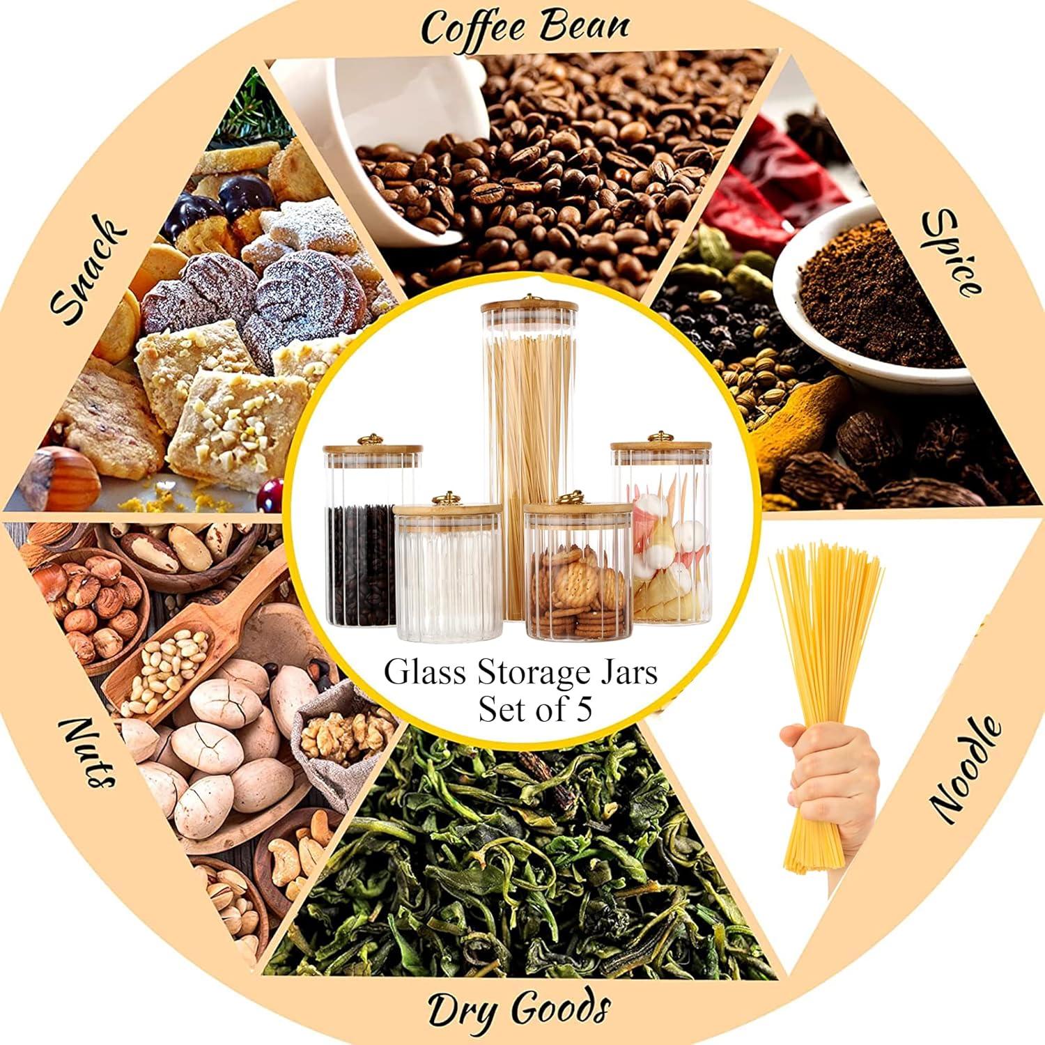 Juego de 5 Tarros de Almacenamiento de Vidrio FANTESTICRYAN