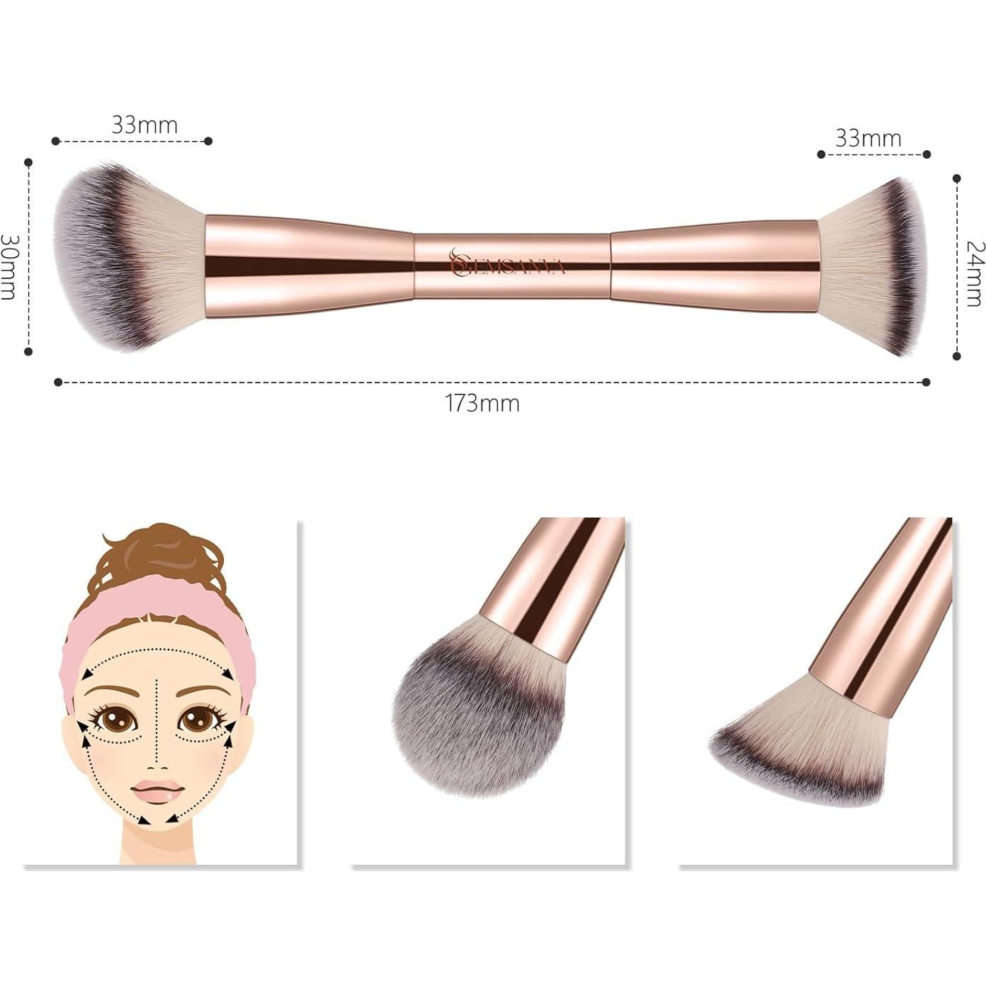 Brocha de Maquillaje GEMSANVA Doble Uso para Base y Corrector