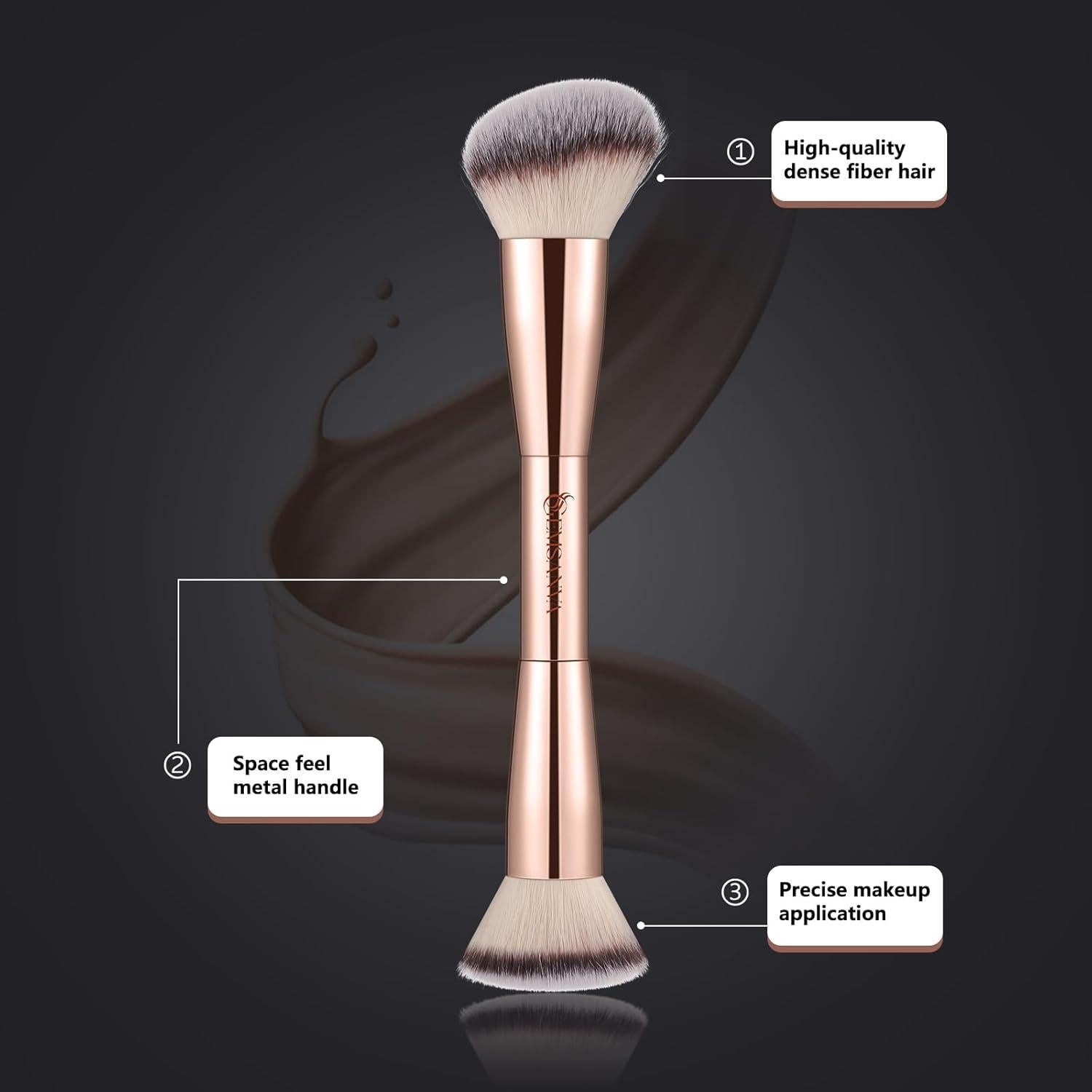 Brocha de Maquillaje GEMSANVA Doble Uso para Base y Corrector