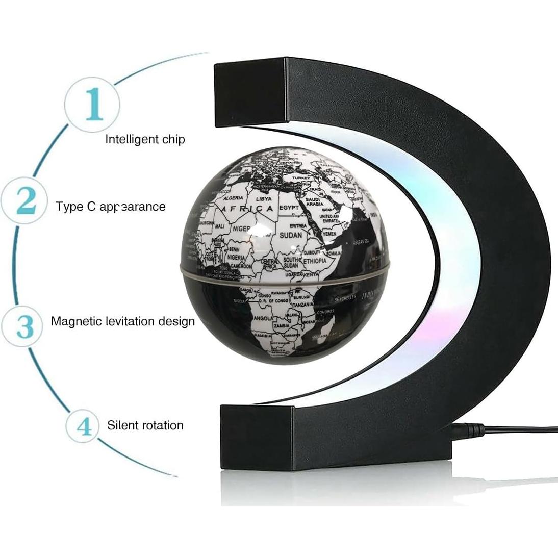 Globo Flotante de Levitación Magnética DCAUT 7.62 cm LED Negro