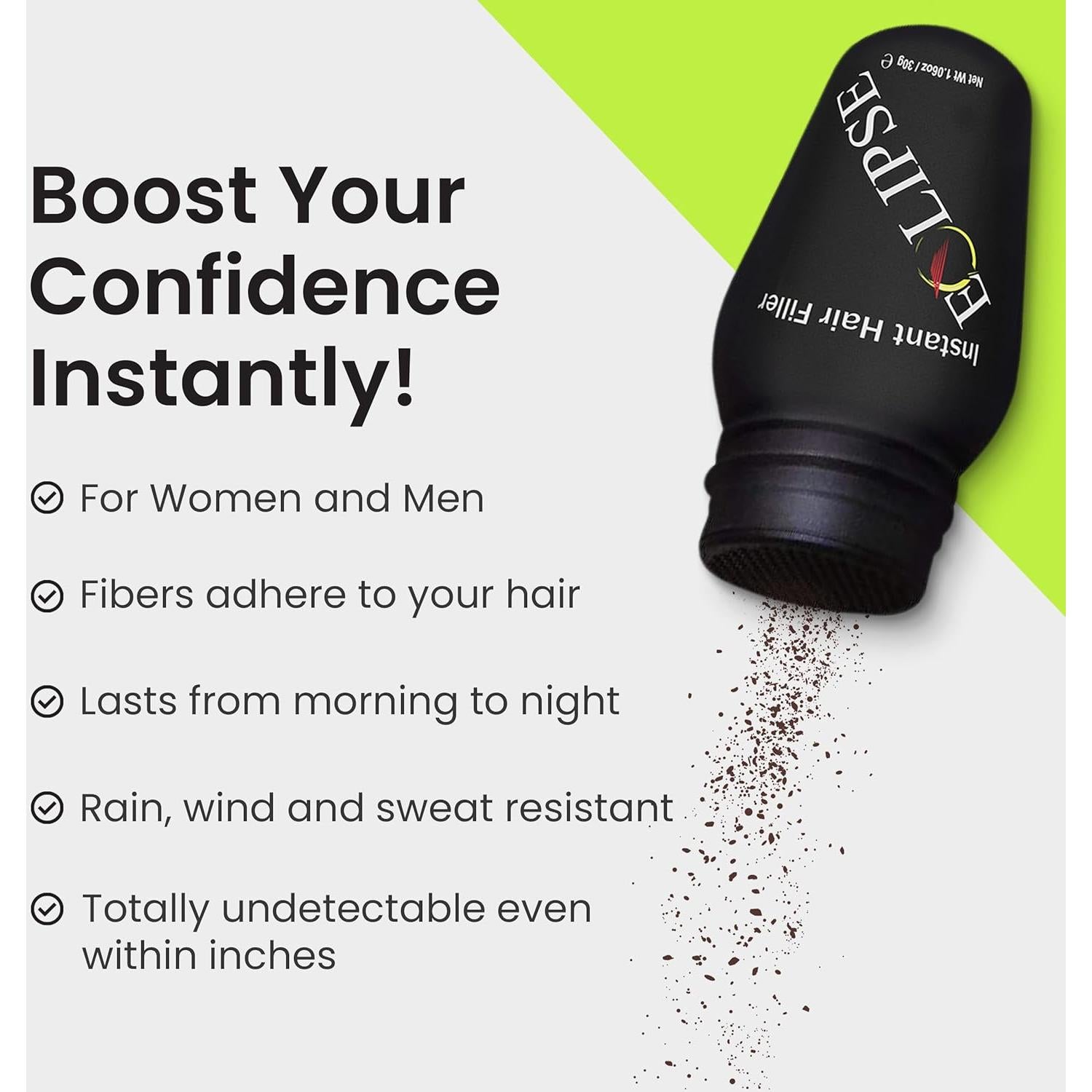 Fibras para Cabello ECLIPSE Castaño 15g - Oculta Pérdida Rápido