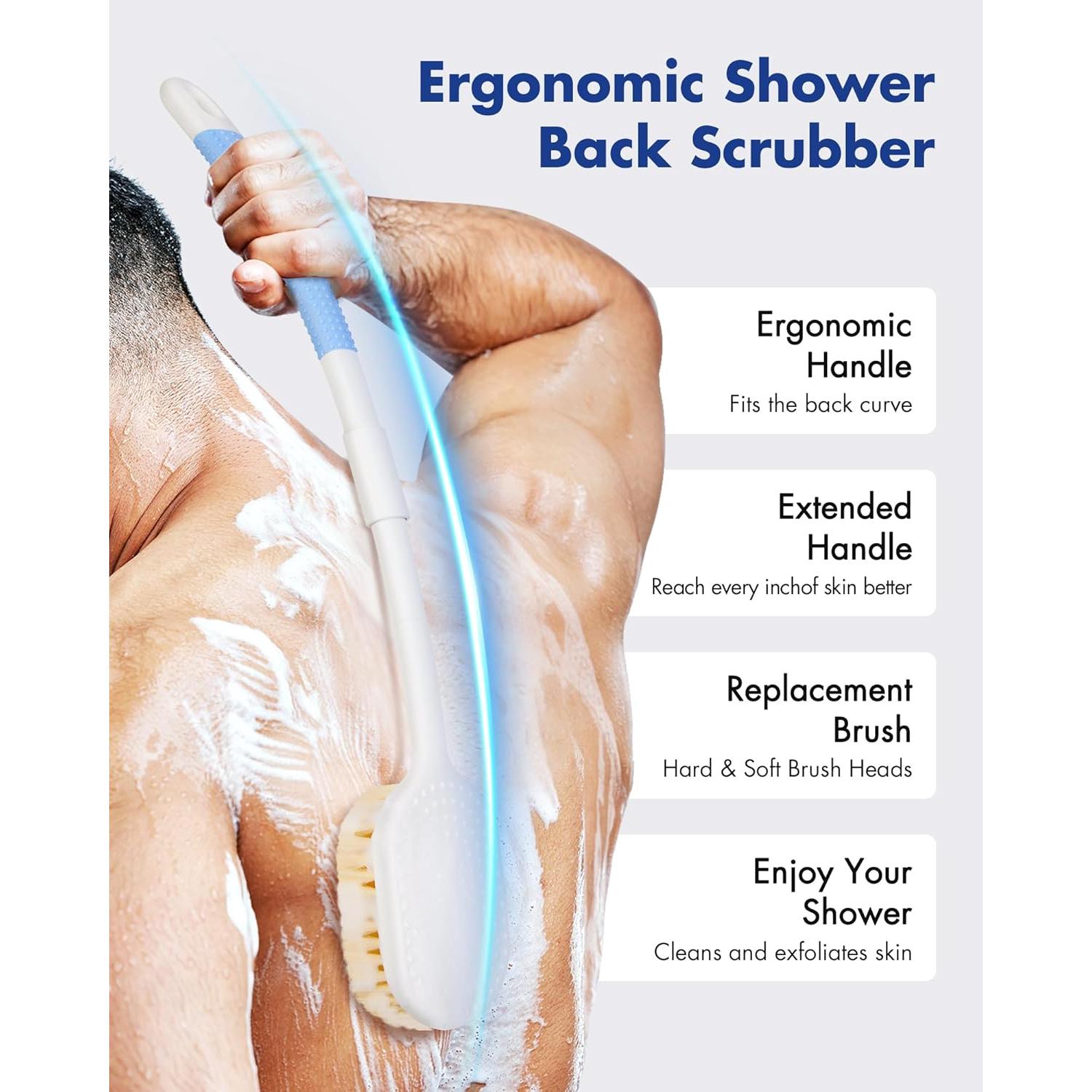 Cepillo de Espalda Ergonómico Rafow con Mango Largo Antideslizante