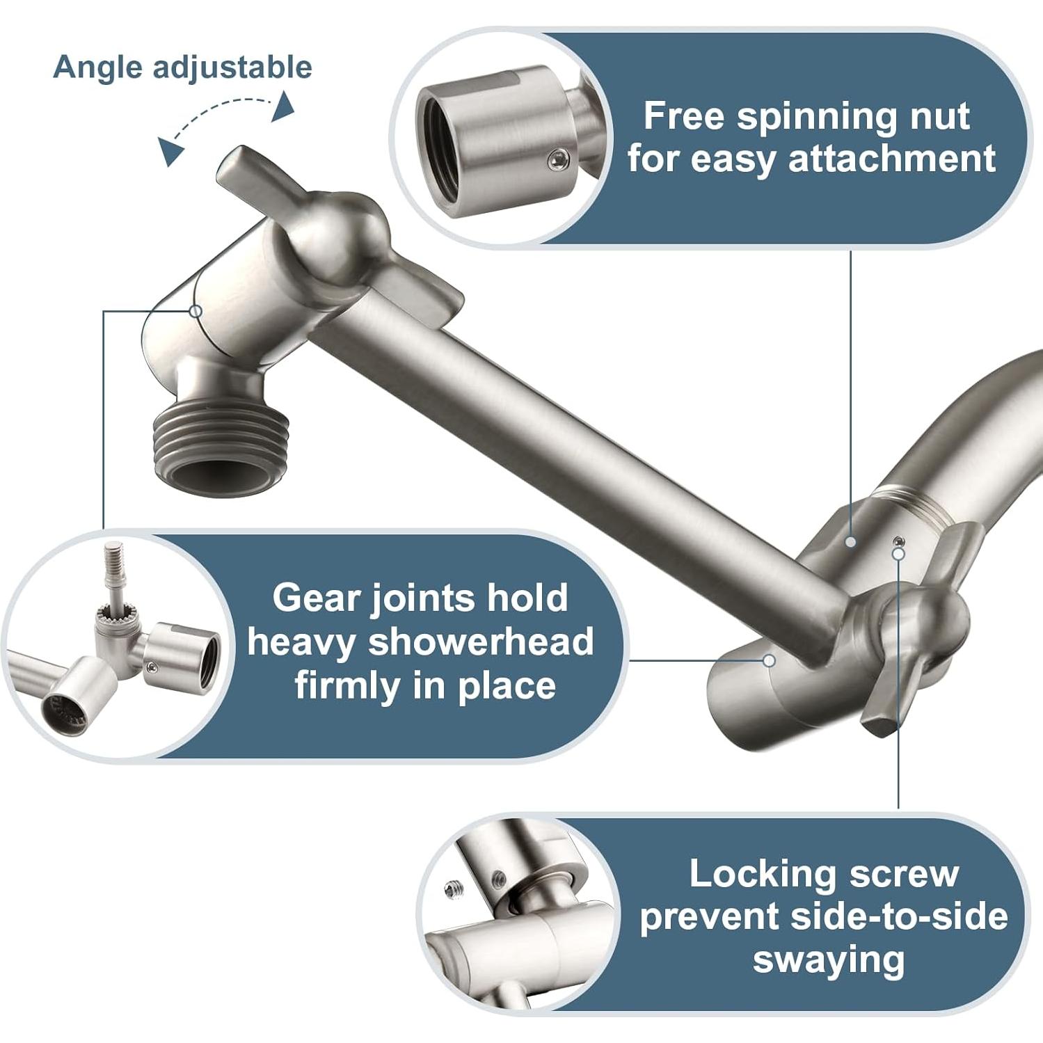 Extensor de Brazo de Ducha BRIGHT SHOWERS Ajustable 12.7 cm Níquel