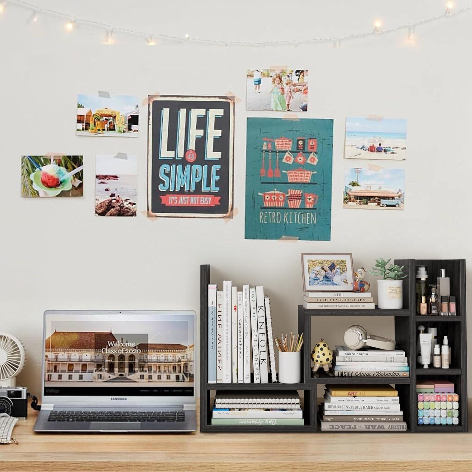 Estante Organizador de Escritorio NUTIKAS Ajustable Negro 35 cm