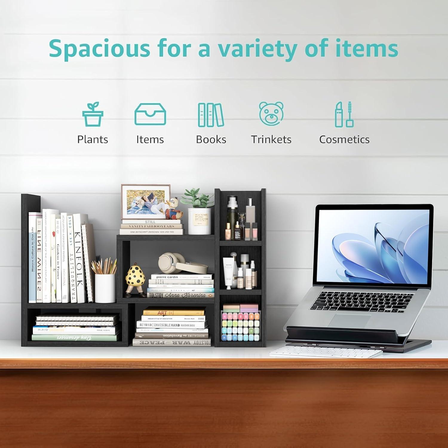 Estante Organizador de Escritorio NUTIKAS Ajustable Negro 35 cm