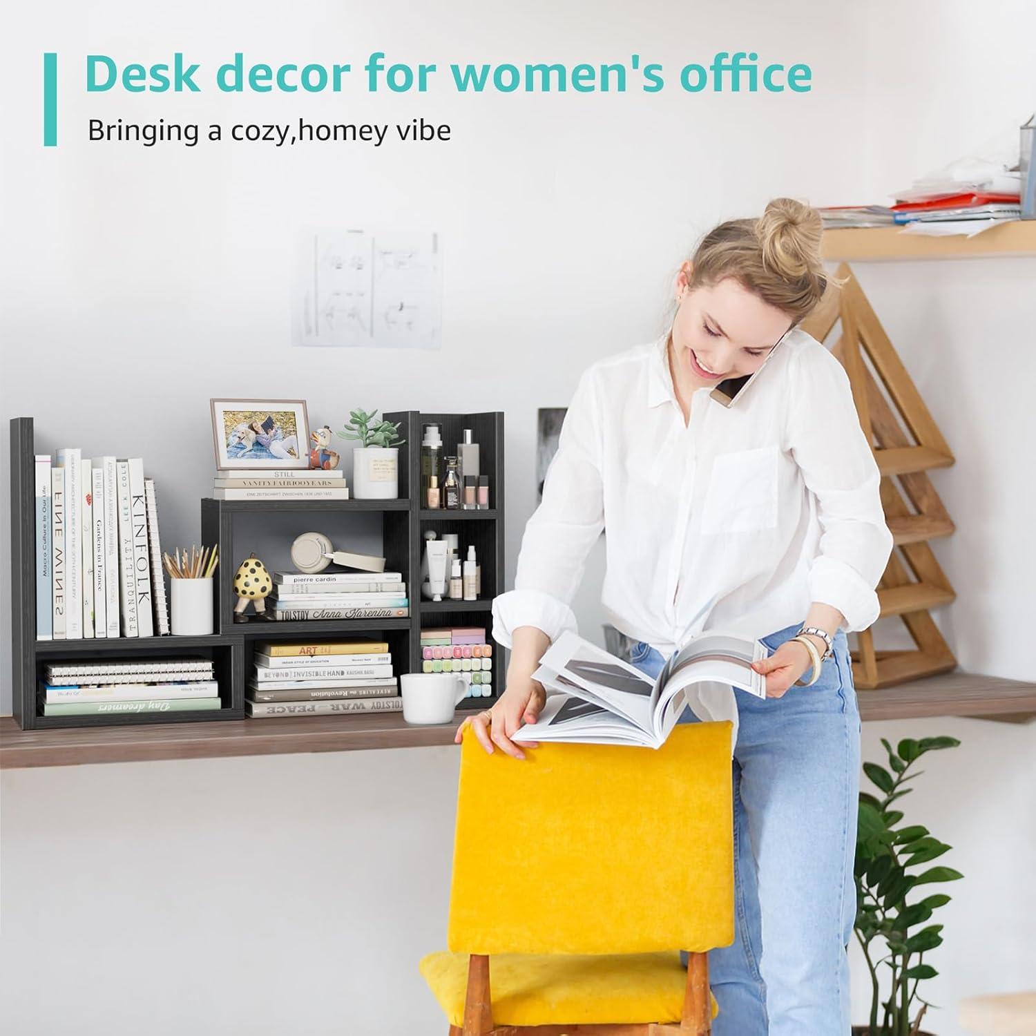 Estante Organizador de Escritorio NUTIKAS Ajustable Negro 35 cm