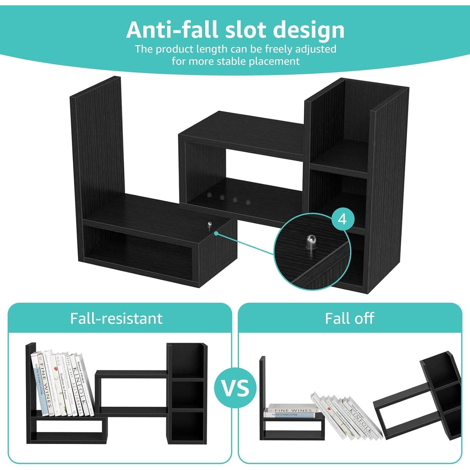 Estante Organizador de Escritorio NUTIKAS Ajustable Negro 35 cm