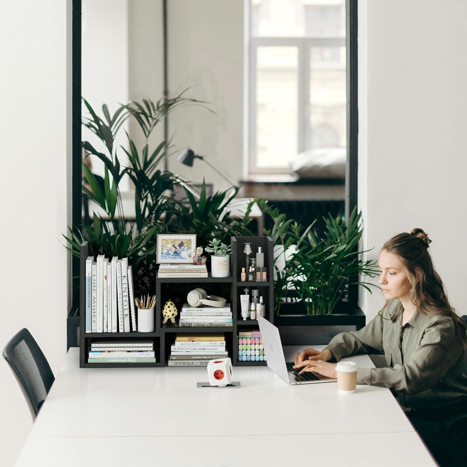 Estante Organizador de Escritorio NUTIKAS Ajustable Negro 35 cm