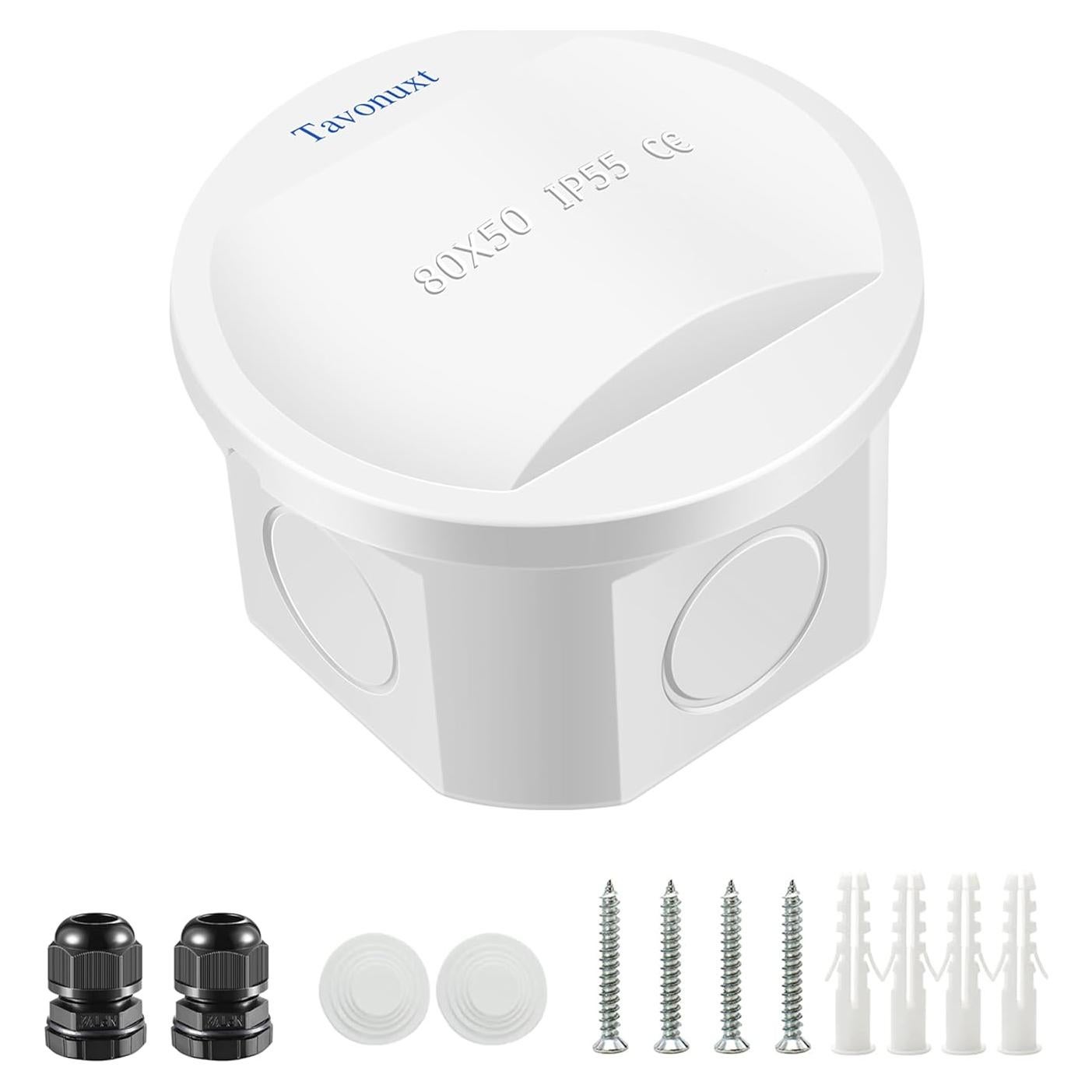 Caja de Conexiones Eléctricas IP55 Tavonuxt 80x50mm Blanca