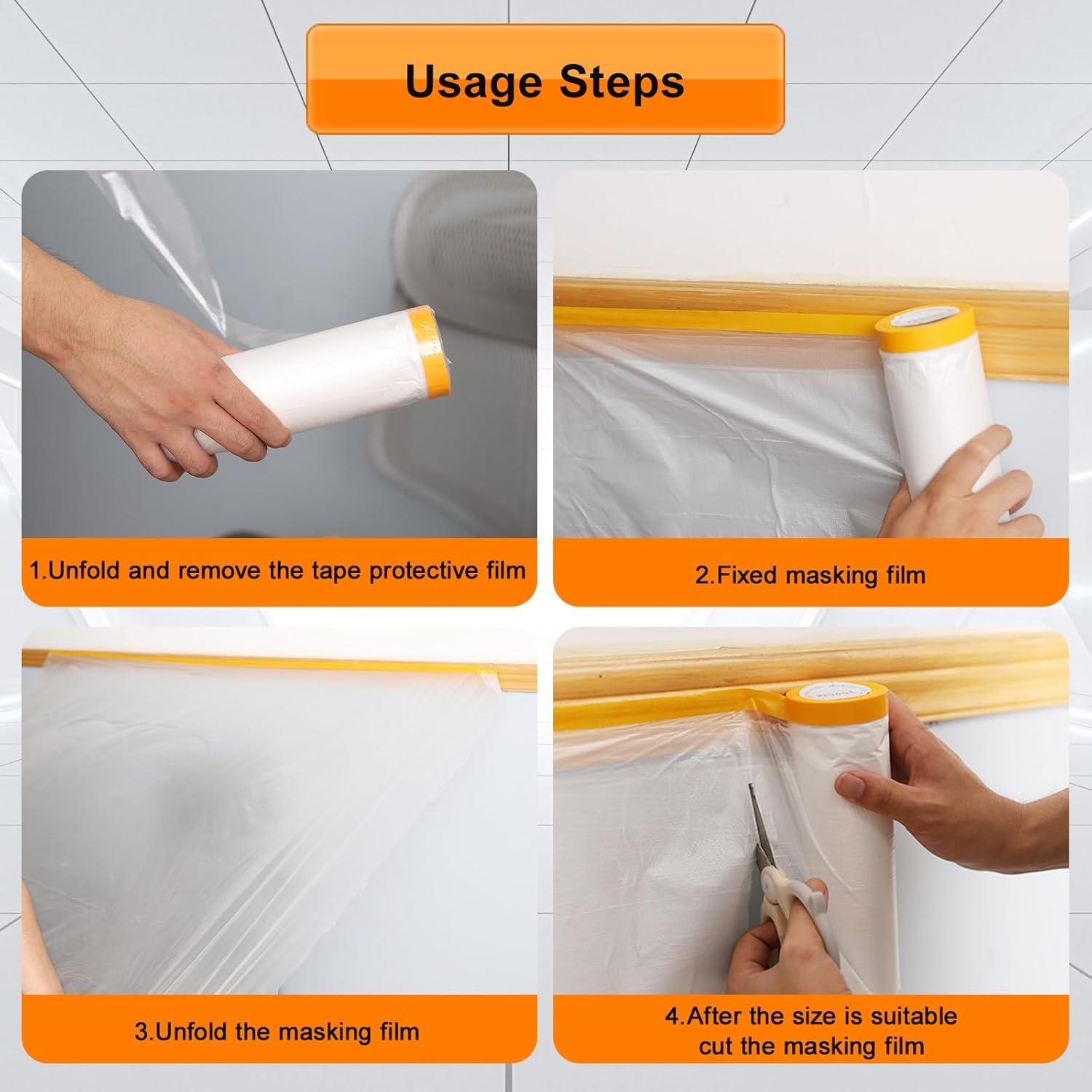 Película de Enmascarar Pre-Tapeada Anyknow 55.88 cm x 19.81 m - 3 Rollos