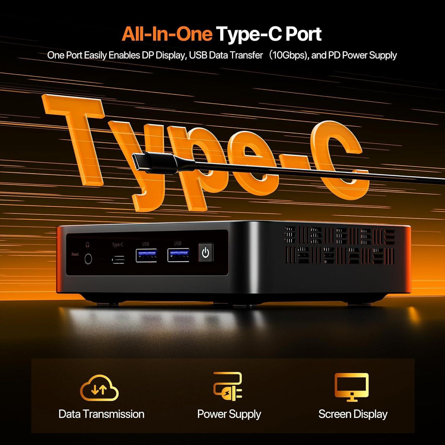 Mini PC PELADN WI6 N150 16GB RAM 512GB SSD 4K Triple Pantalla