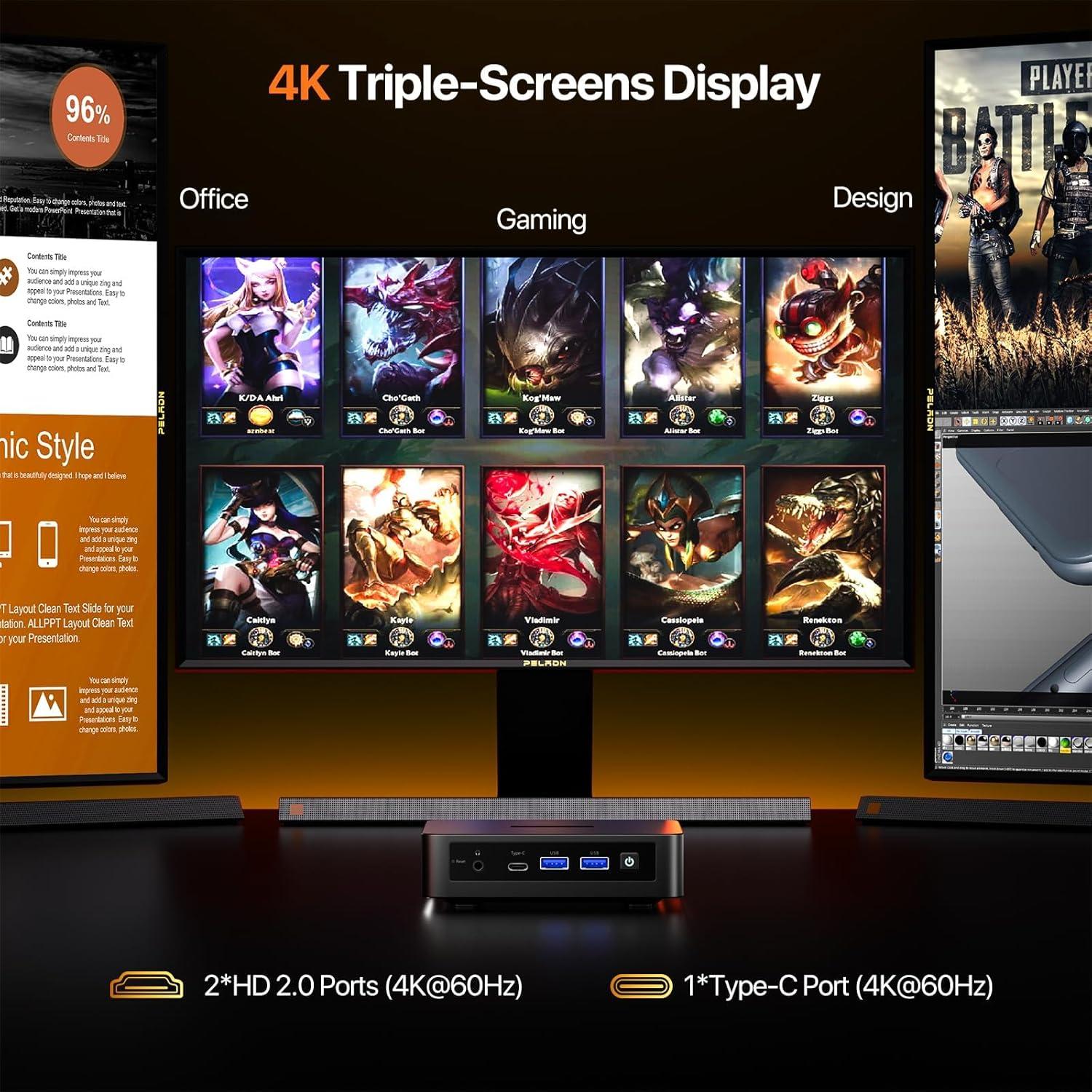 Mini PC PELADN WI6 N150 16GB RAM 512GB SSD 4K Triple Pantalla