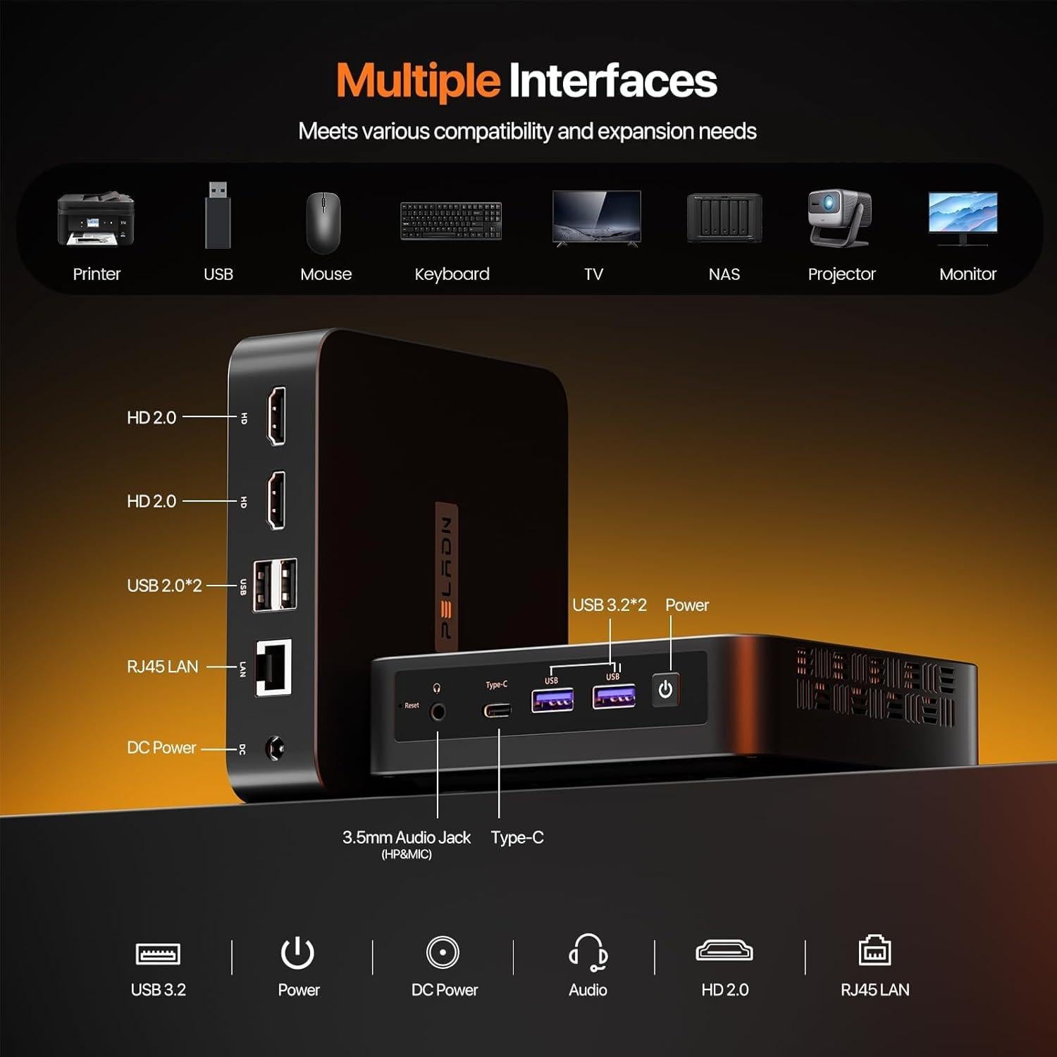 Mini PC PELADN WI6 N150 16GB RAM 512GB SSD 4K Triple Pantalla