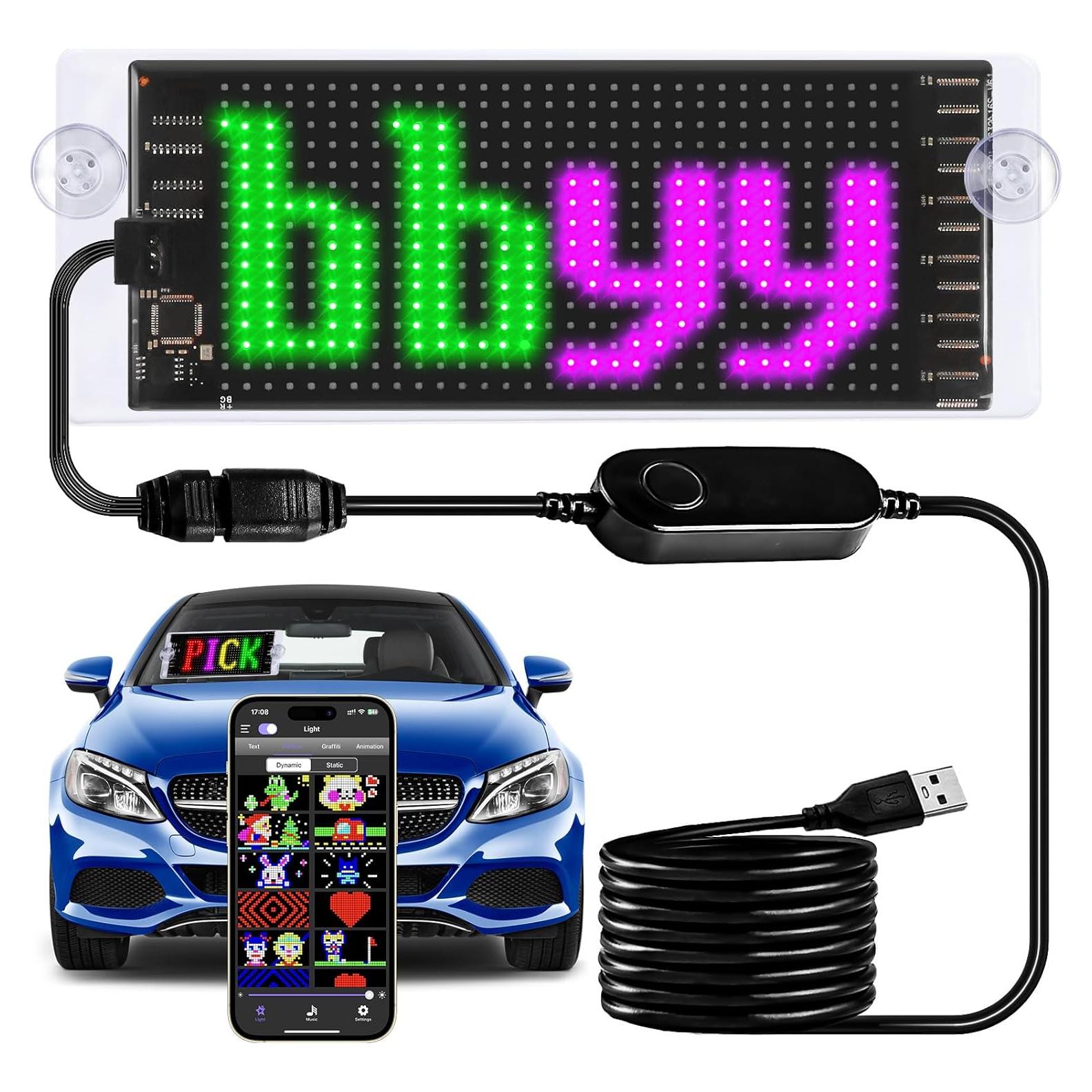 Señal LED Programable para Coche Maschsea 17x7cm Control APP