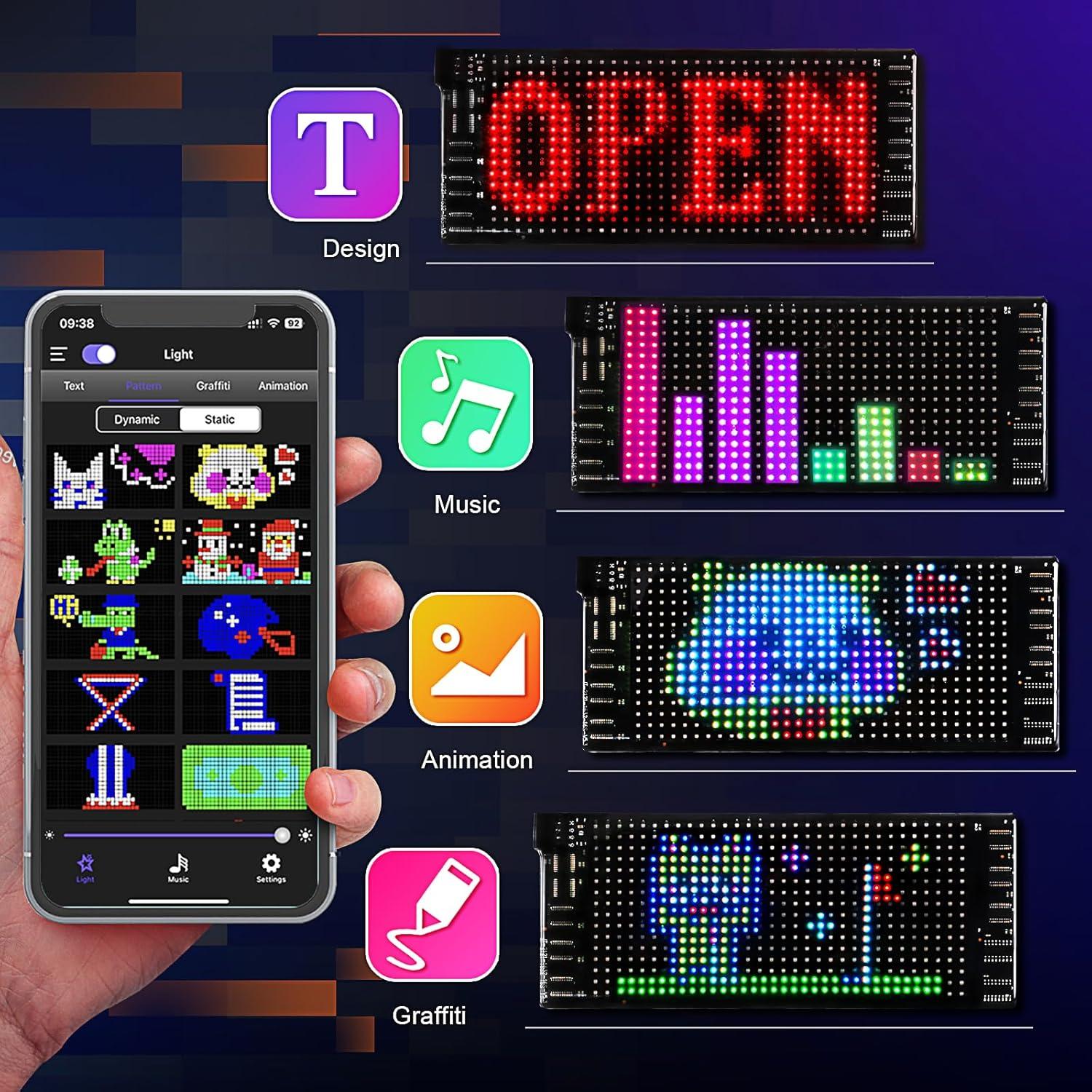 Señal LED Programable para Coche Maschsea 17x7cm Control APP