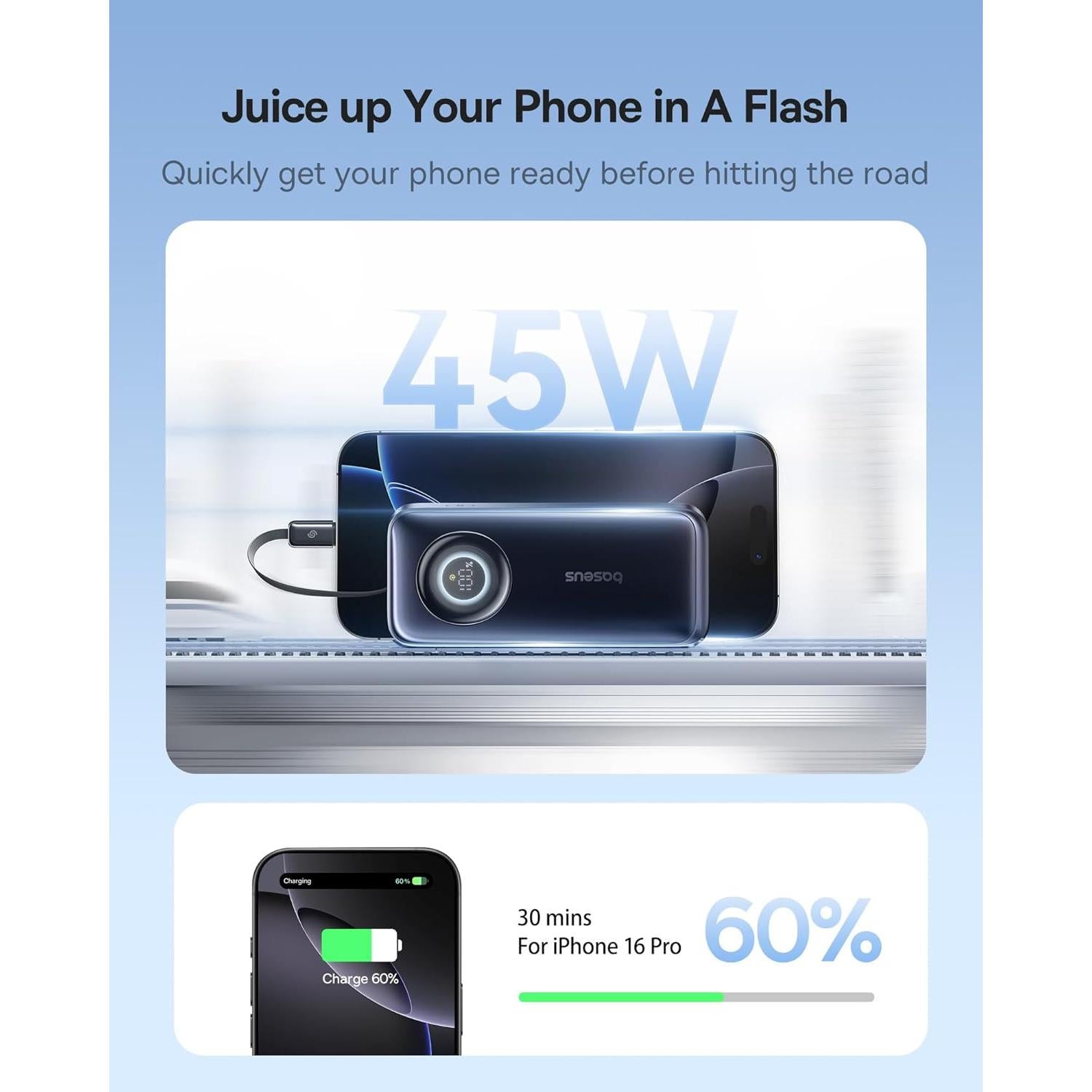 Baseus Enercore Power Bank 10000mAh Carga Rápida 45W USB-C