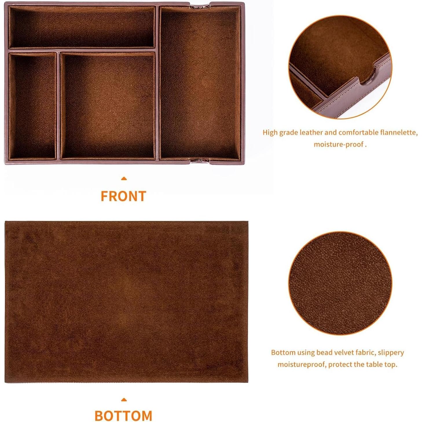 Bandeja de Valet SANQIANWAN de Cuero Sintético Marrón