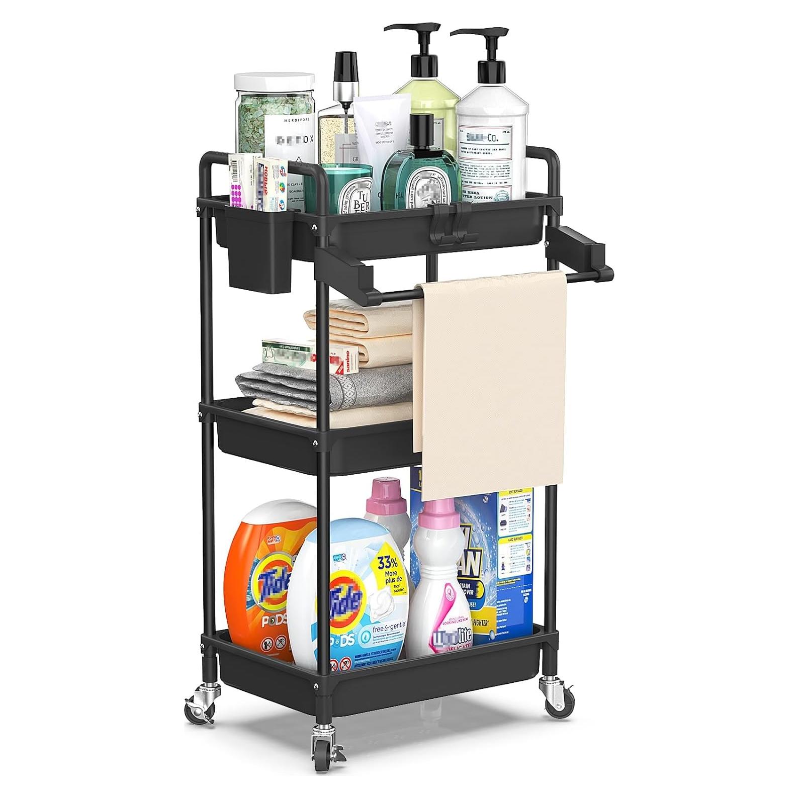 Carro de Almacenamiento Rodante SPACEKEEPER 3 Niveles Negro