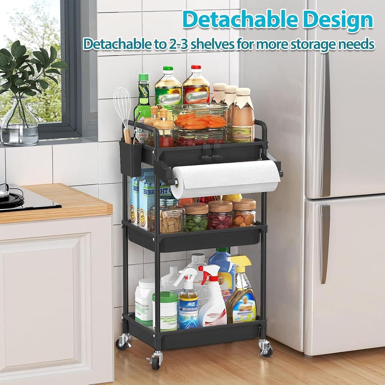 Carro de Almacenamiento Rodante SPACEKEEPER 3 Niveles Negro