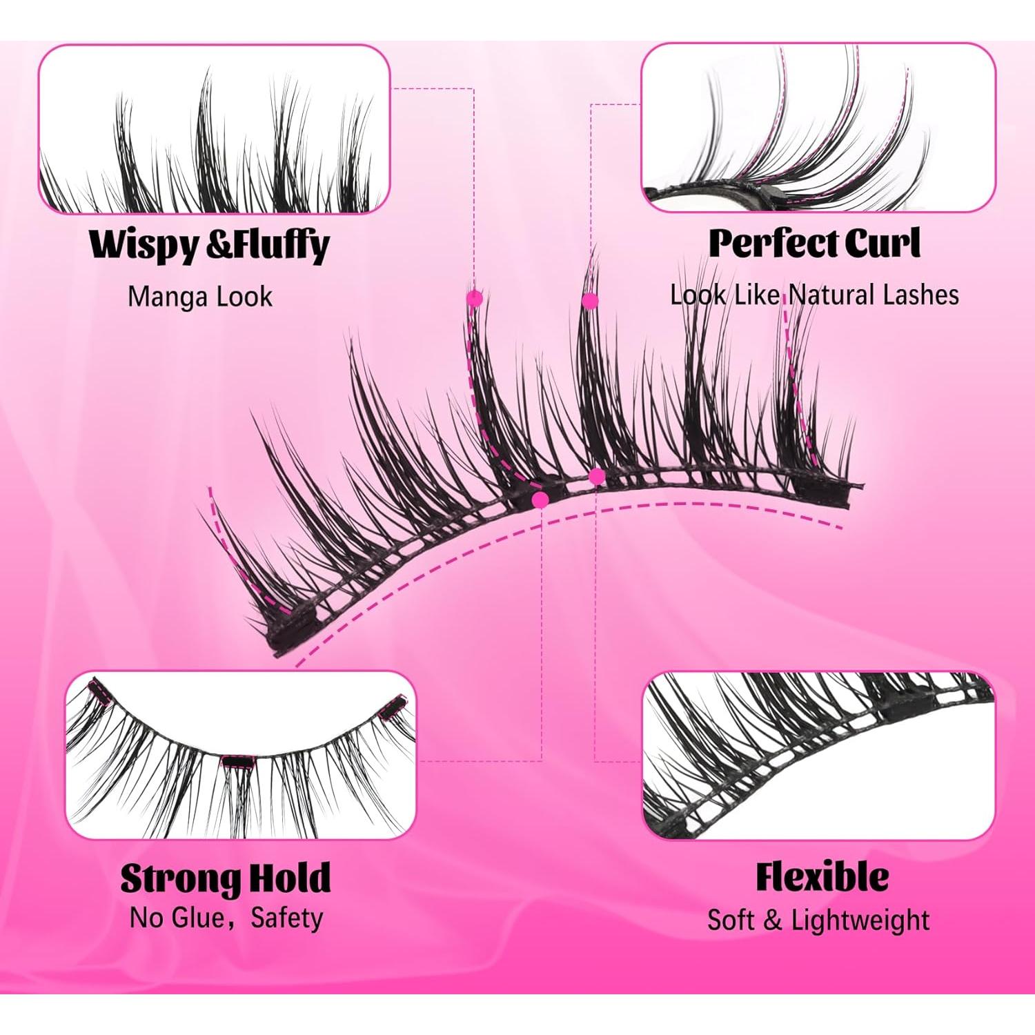 Pestañas Magnéticas Veleasha Chic Reutilizables Sin Pegamento