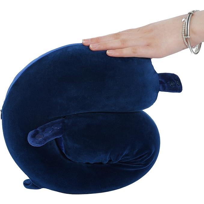 Almohada de Viaje Makimoo Espuma de Memoria Azul Ajustable