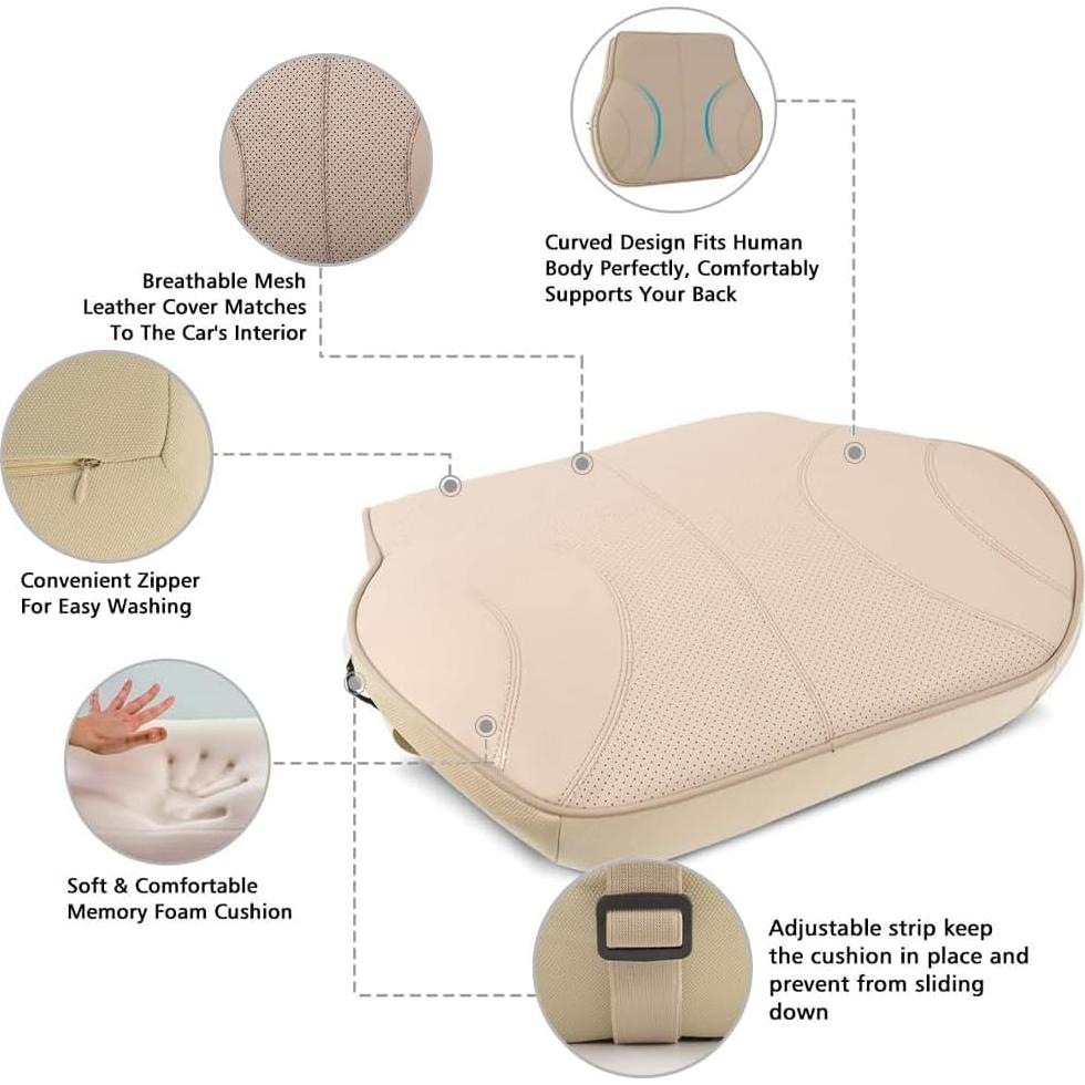 Almohadilla de Soporte Lumbar Aukee de Espuma Memoria Beige