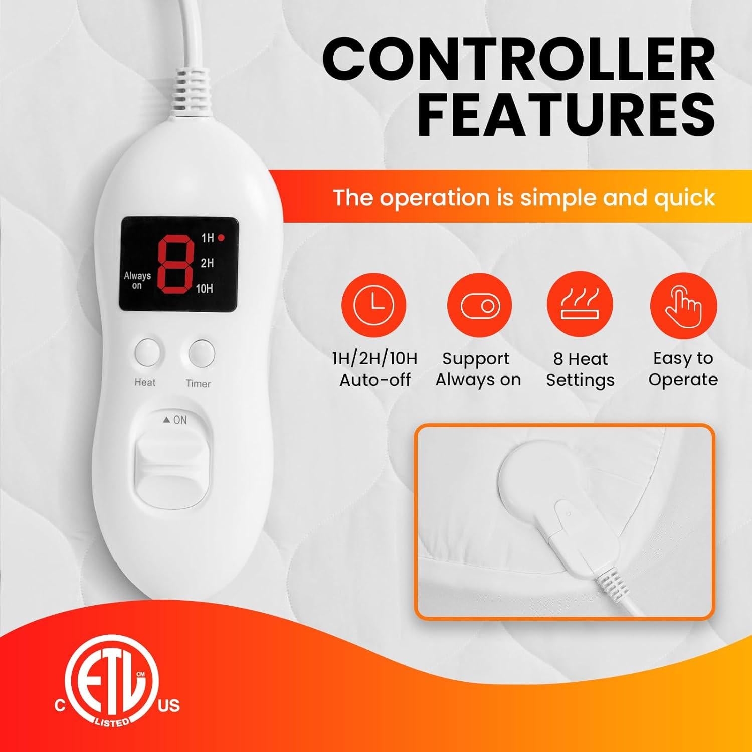 Cubierta de colchón calefaccionado Ayge tamaño completo - Lavable