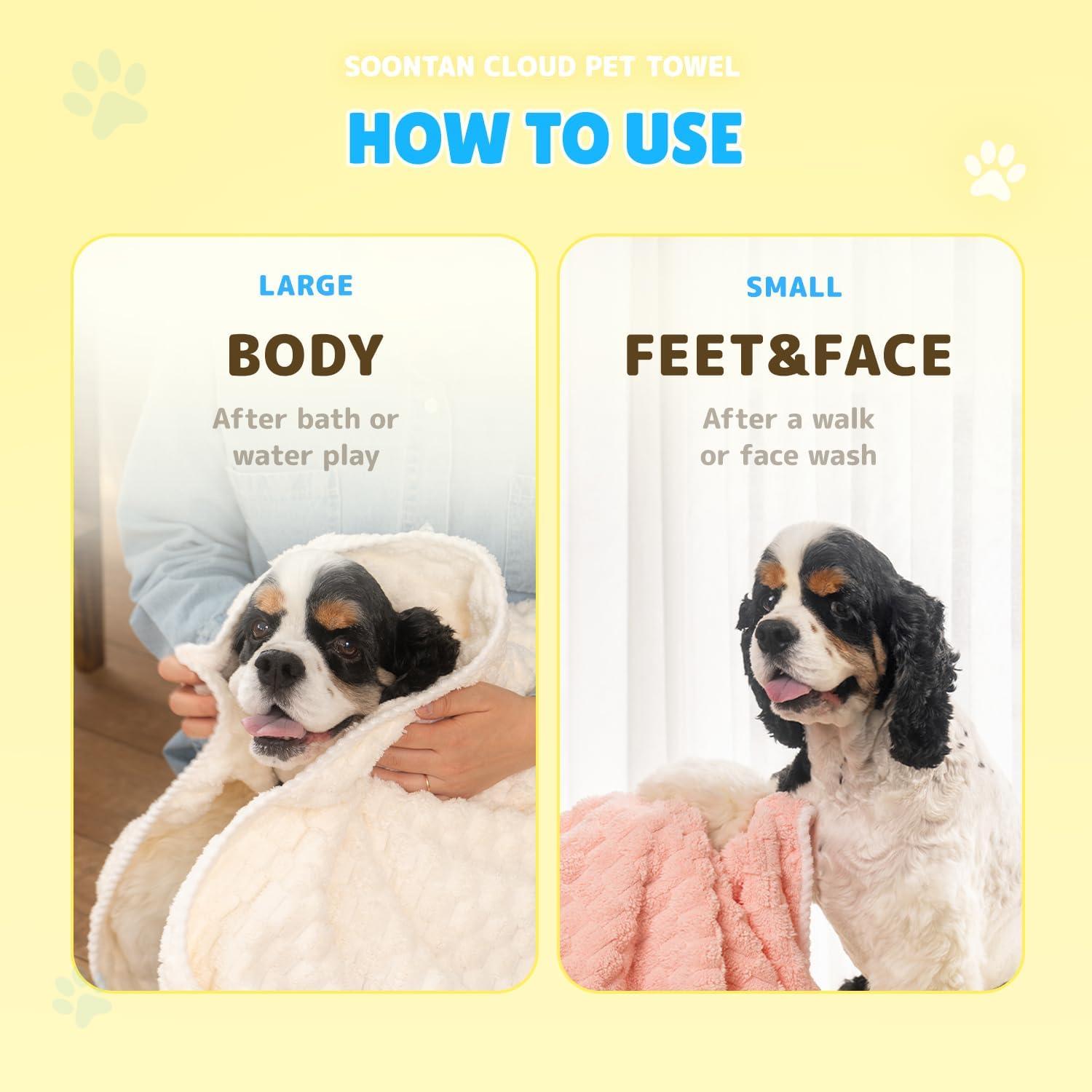 Juego de Toallas de Microfibra SOONTAN para Mascotas - 2 Tamaños