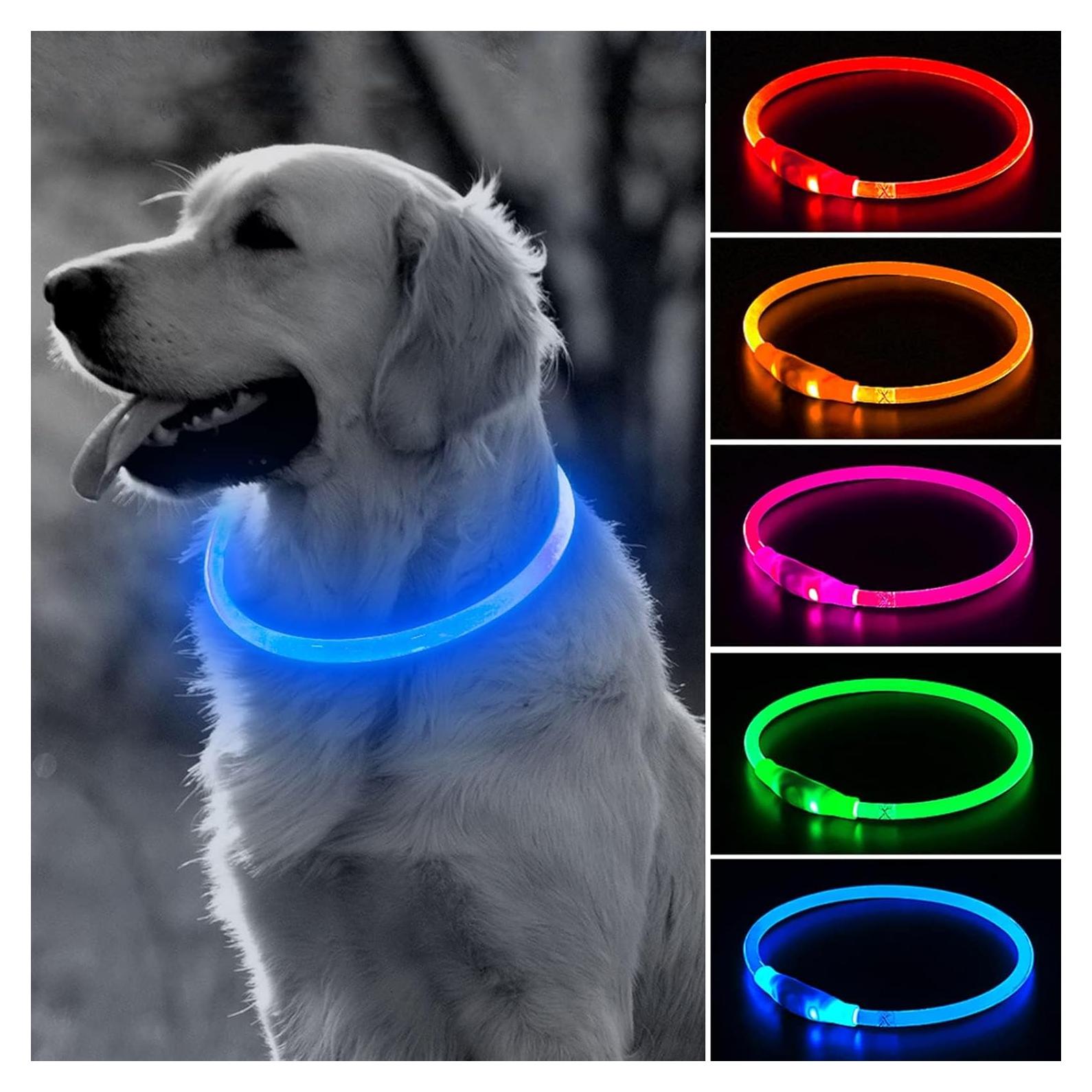 Collar LED para Perros BSEEN 70cm Azul - Impermeable y Recargable