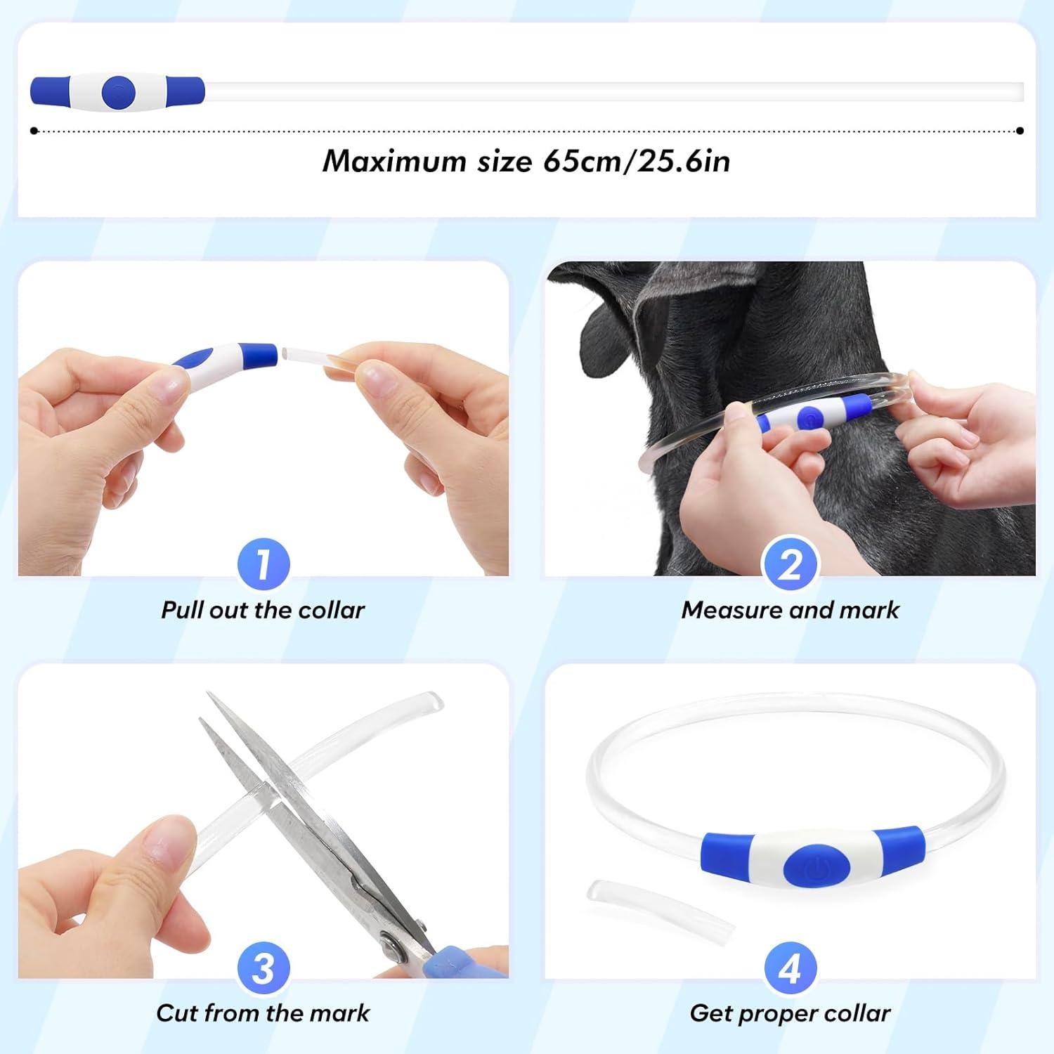 Collar LED para Perros BSEEN 70cm Azul - Impermeable y Recargable