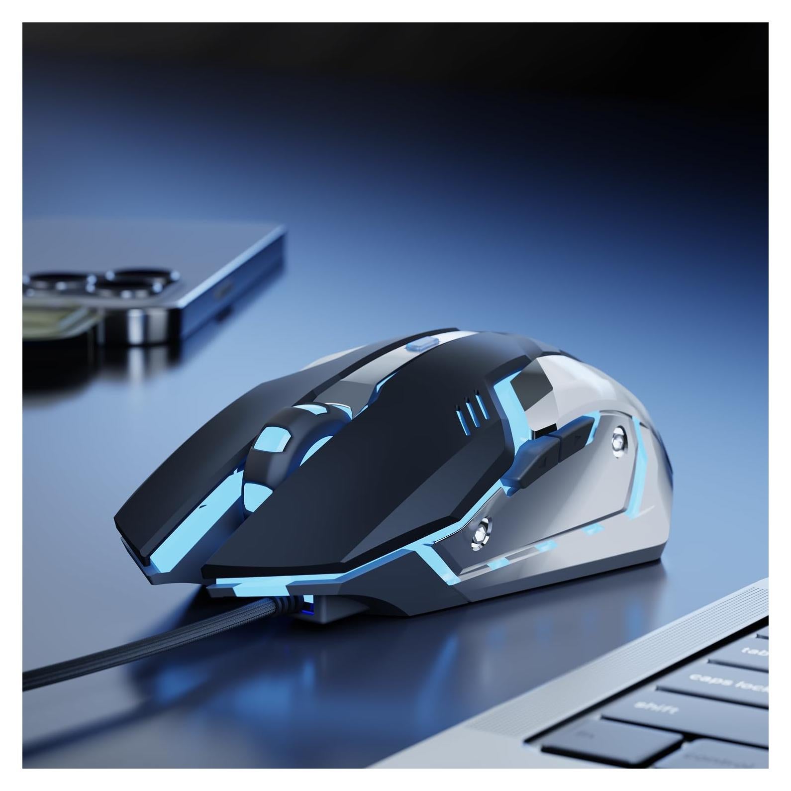 Ratón Gaming EWEADN G3 Con Cable 2400 DPI 6 Botones RGB Negro