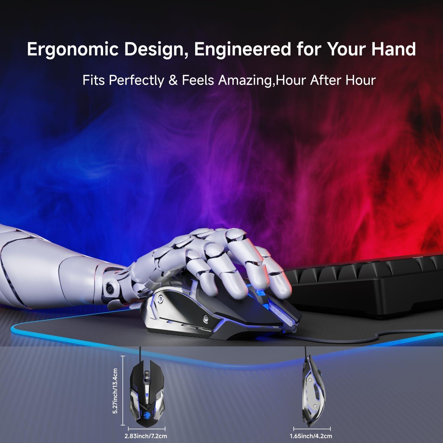 Ratón Gaming EWEADN G3 Con Cable 2400 DPI 6 Botones RGB Negro