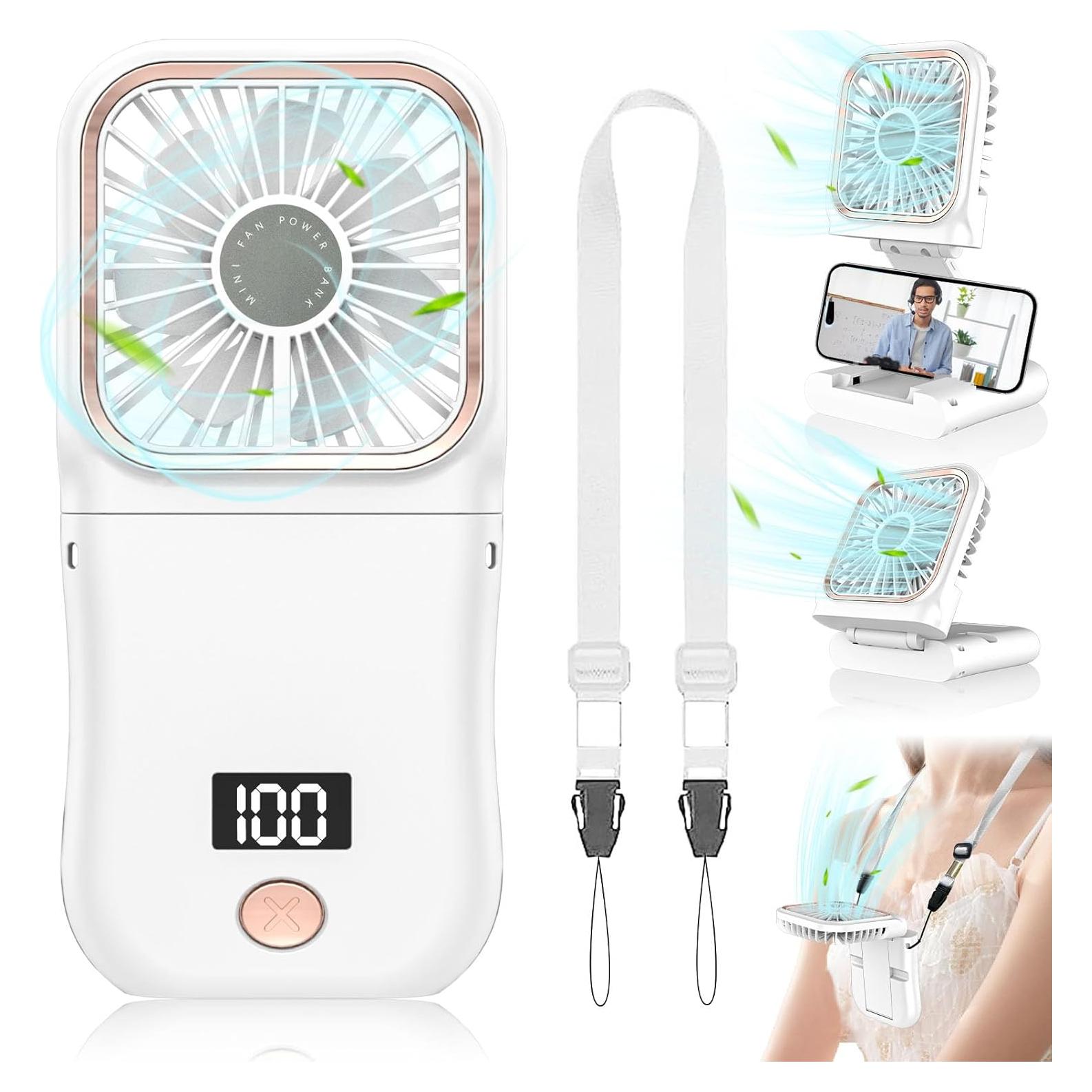 Ventilador de Mano AJGJF Plegable 3 Velocidades 4000mAh