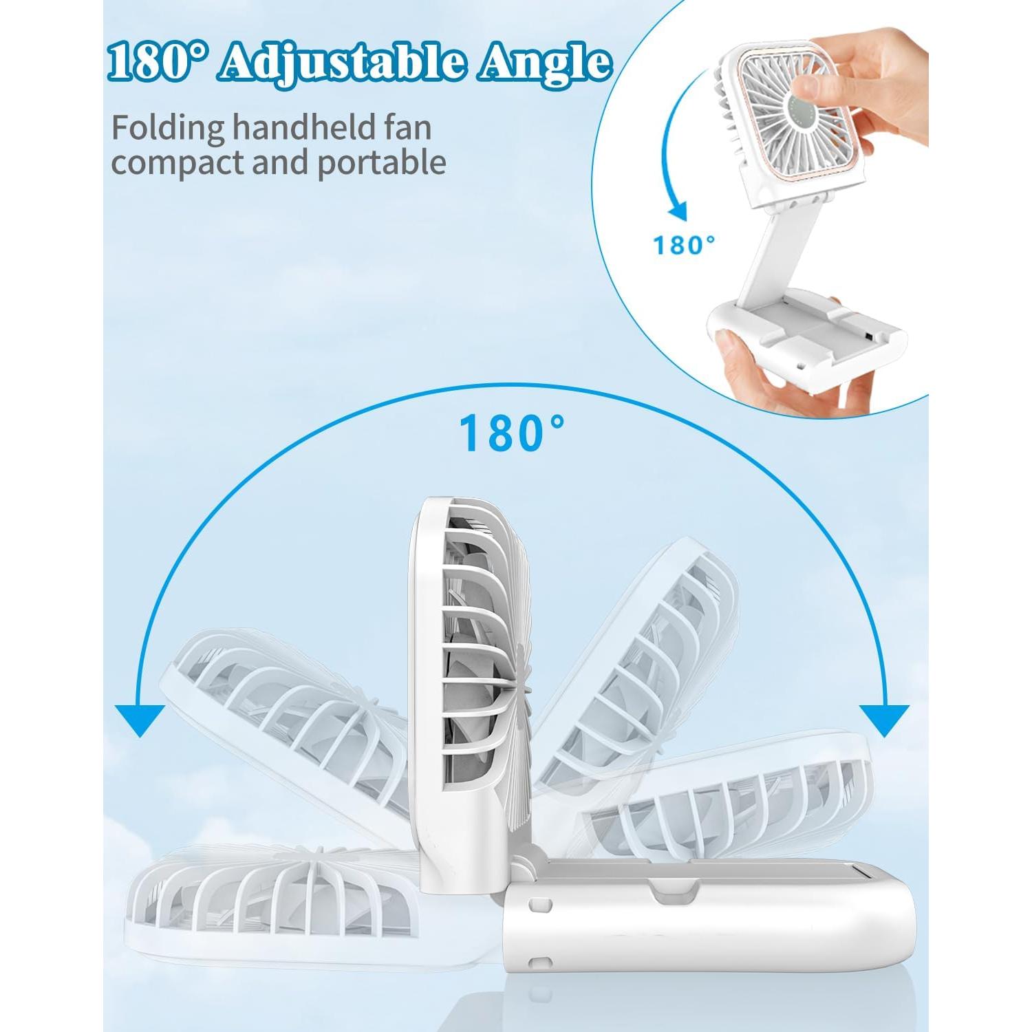 Ventilador de Mano AJGJF Plegable 3 Velocidades 4000mAh