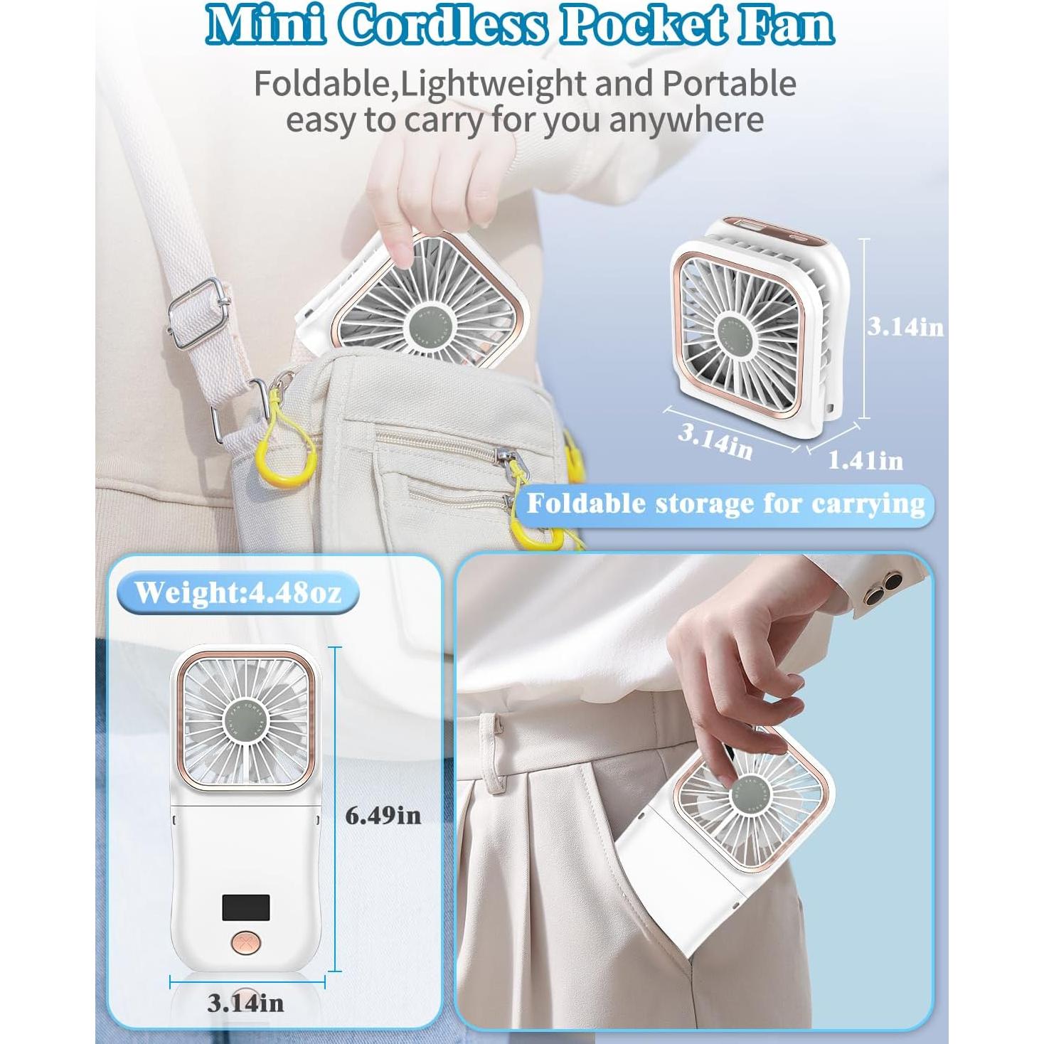 Ventilador de Mano AJGJF Plegable 3 Velocidades 4000mAh