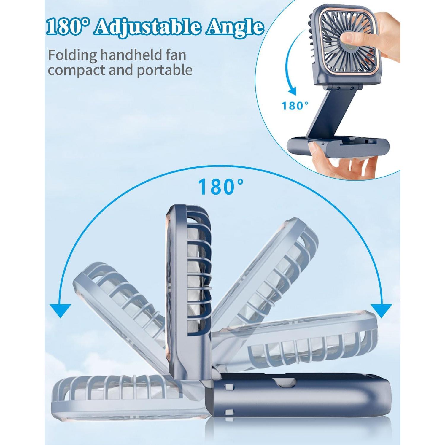 Ventilador de Mano Plegable AJGJF 4000mAh 3 Velocidades Azul